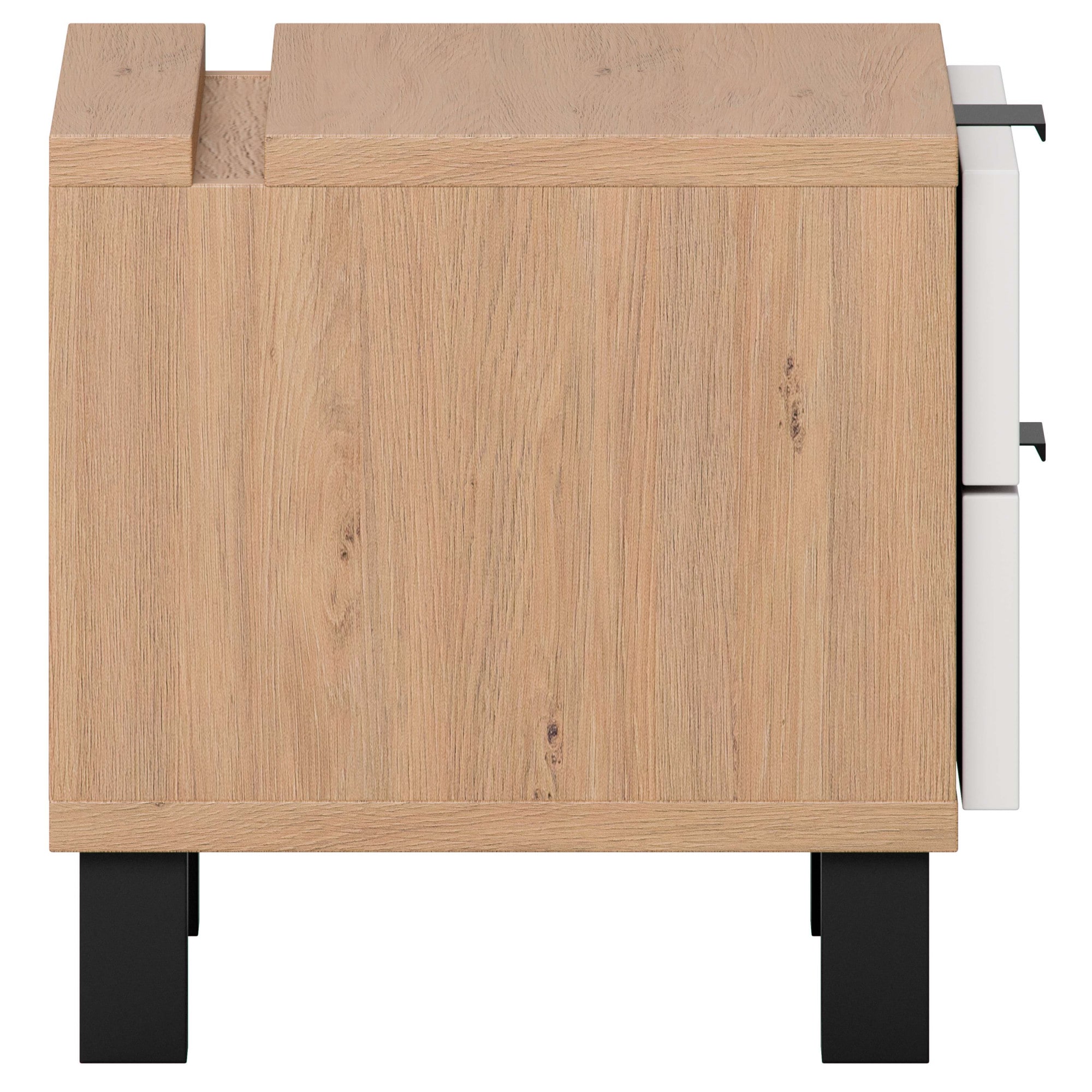VOX Nachttisch »SIMPLE, obere Schublade mit Beleuchtung, 2 Schubladen, Metallgriffe« B/T/H: 45/38/39 cm,  Nachtschrank in 3 Farben erhältlich, Metallgriffe