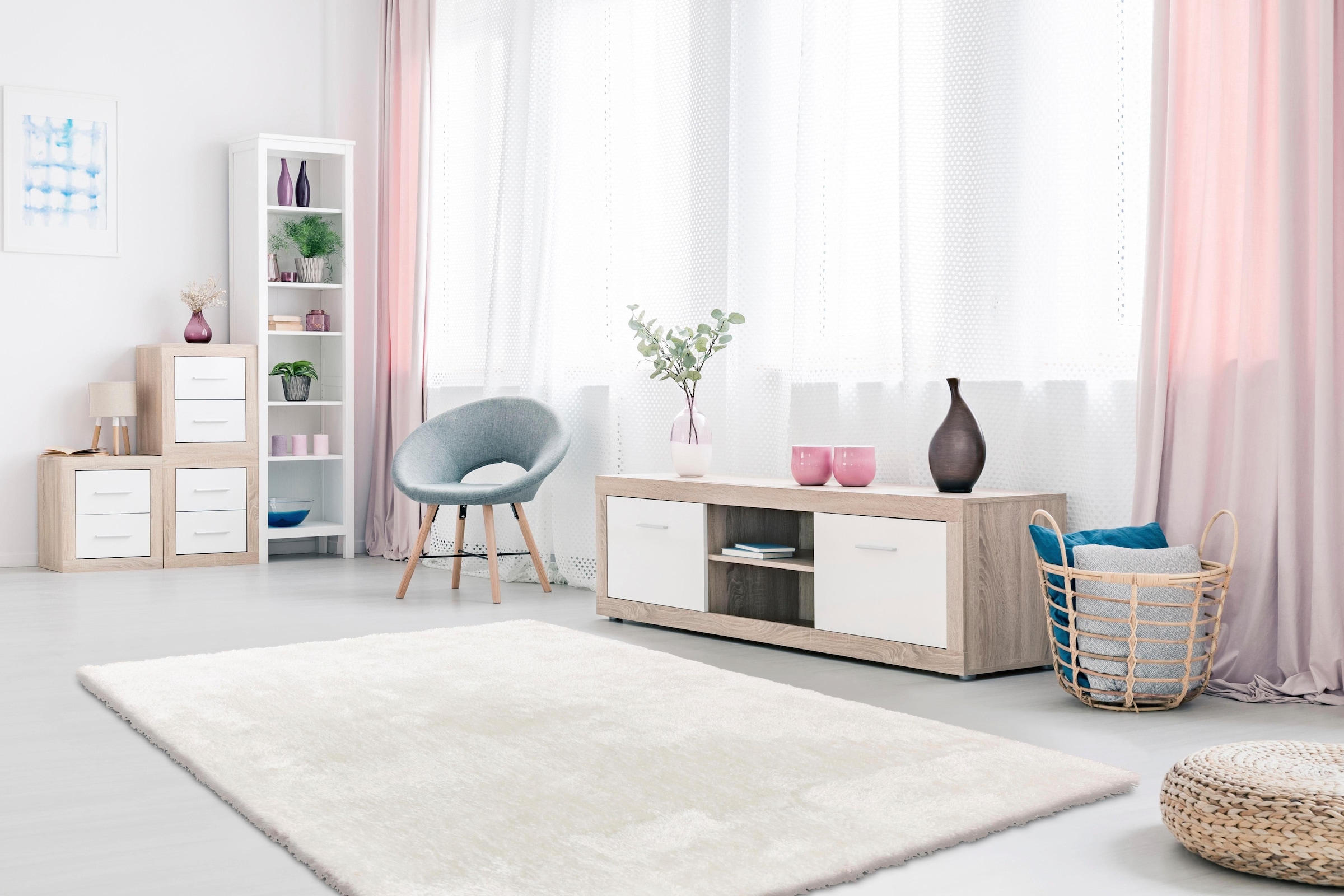 calo-deluxe Hochflor-Teppich »Giora 200«, rechteckig, 80 mm Höhe, getuftet, besonders weich durch Microfaser, Wohnzimmer, Schlafzimmer