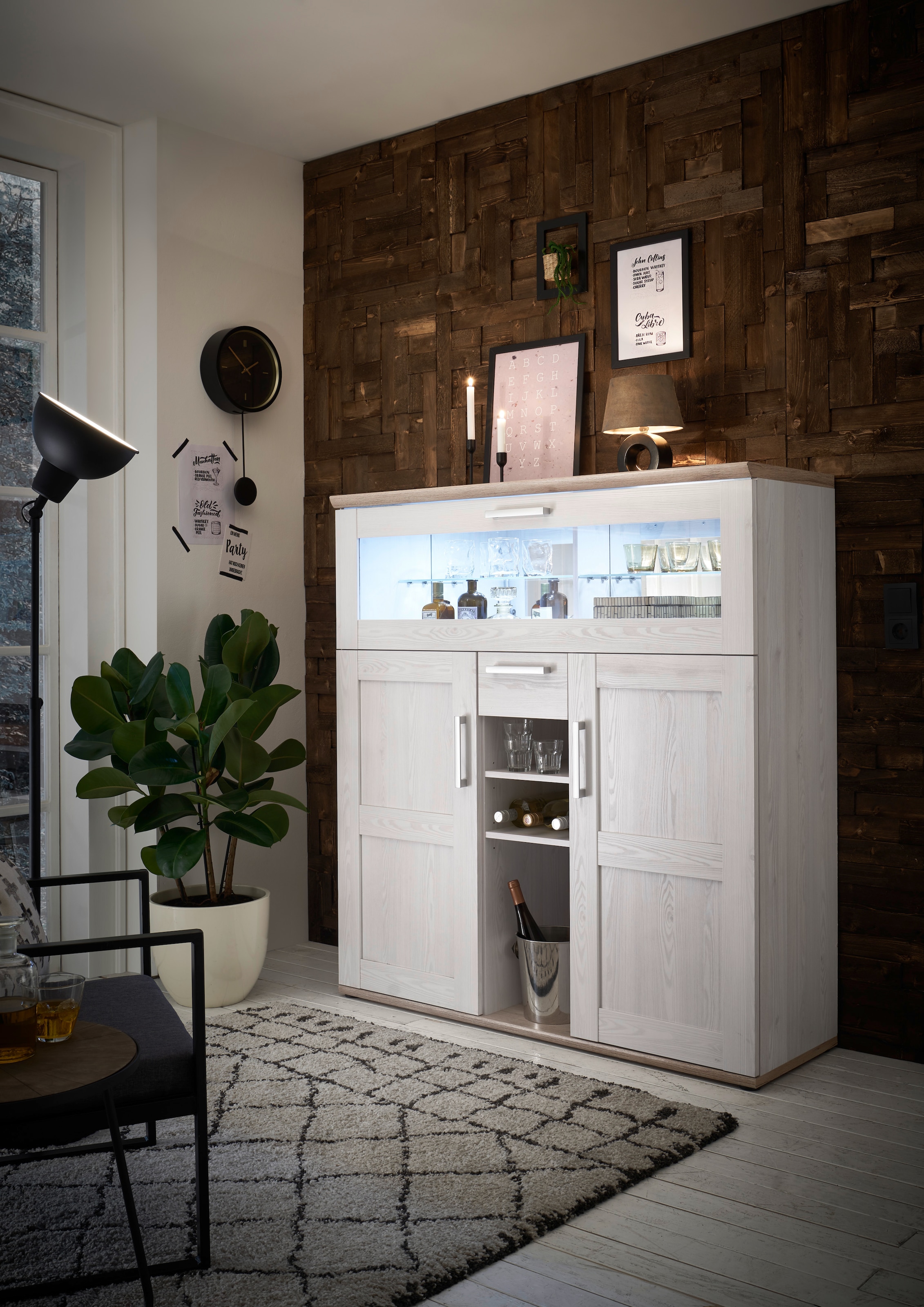 Barschrank »Romance«, (1 St.), im Landhausstil, Highboard mit Bar