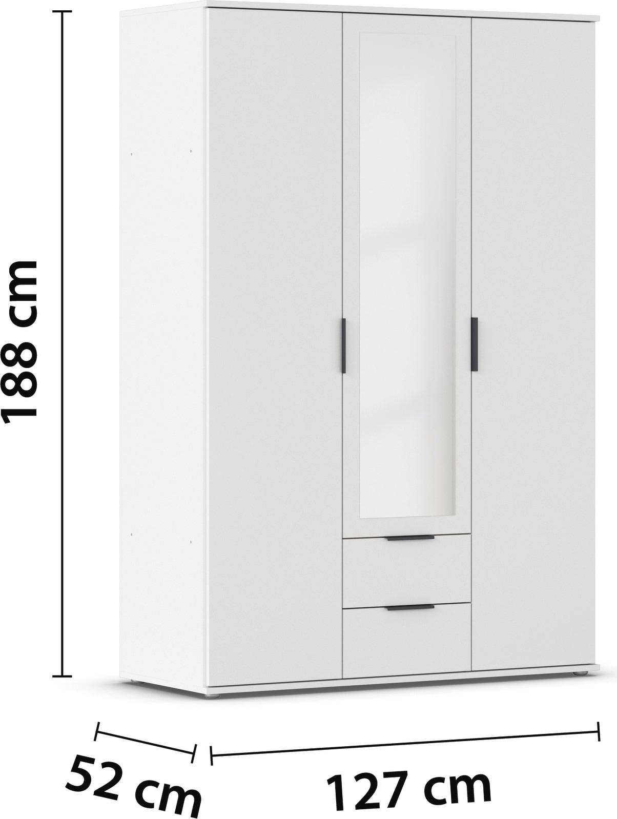 rauch Drehtürenschrank »Kleiderschrank Schrank Garderobe Wäscheschrank ESSEA in 2 Breiten«, mit Spiegel und 2 Schubladen, moderne Griffe MADE IN GERMANY