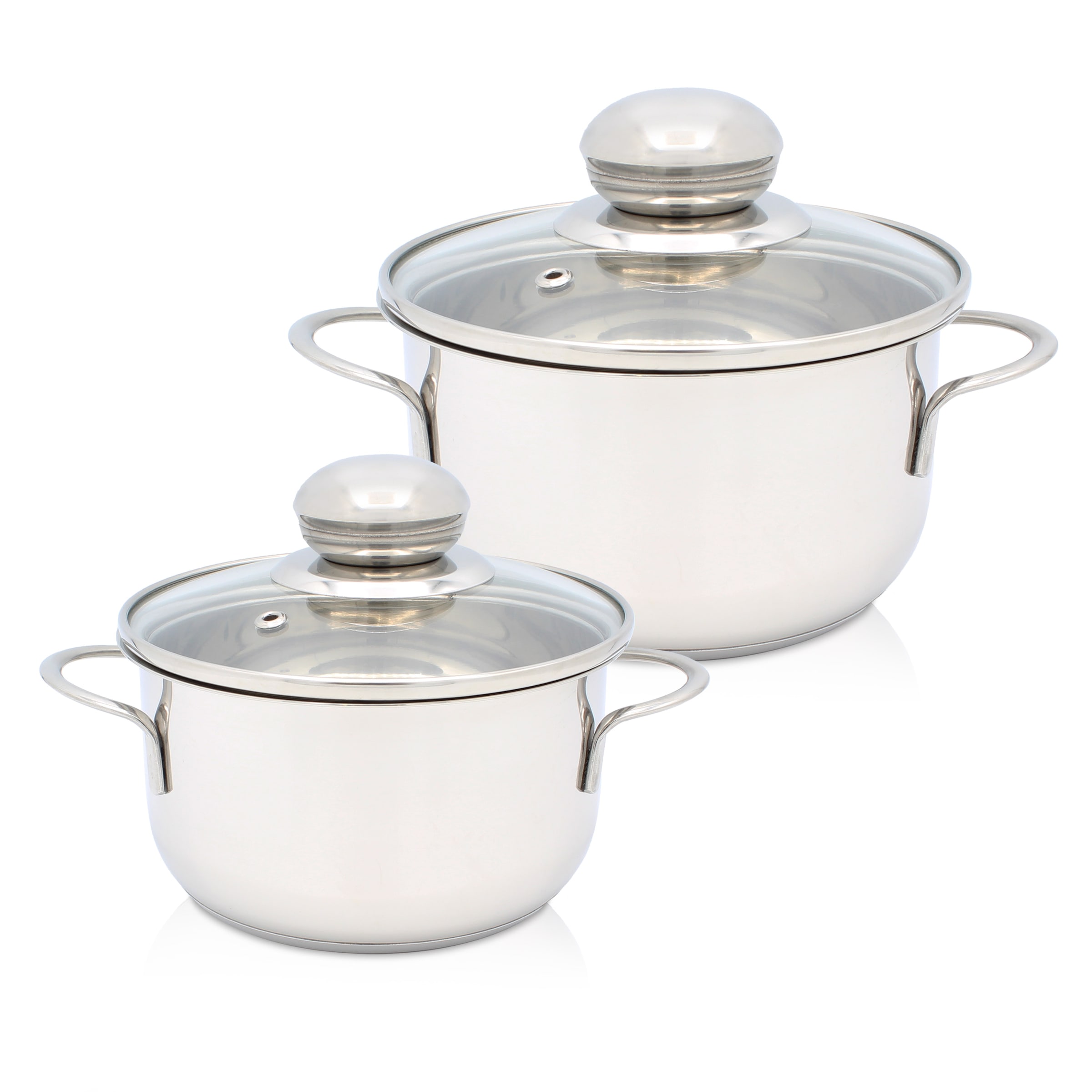 Krüger Topf-Set "Saturn" Set, 1x Fleischtopf Ø 12 cm, 1x Fleischtopf Ø 14 cm, je mit Deckel, 2 Stk. tlg. Edelstahl