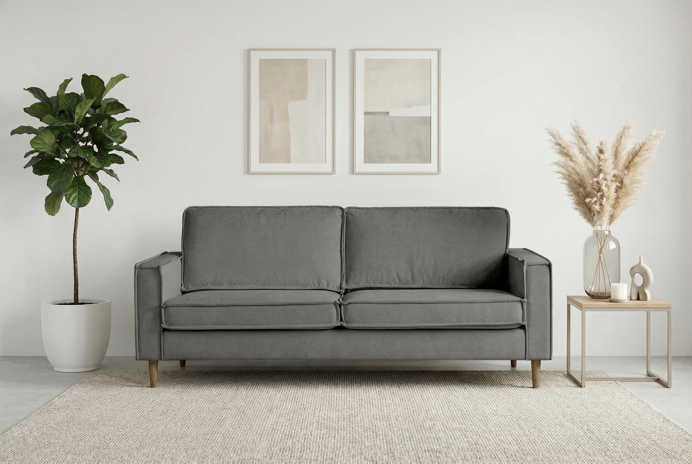 Home affaire 3-Sitzer "Pinto Skandi, 206 cm, Chenille, Struktur" mit Keder, günstig online kaufen