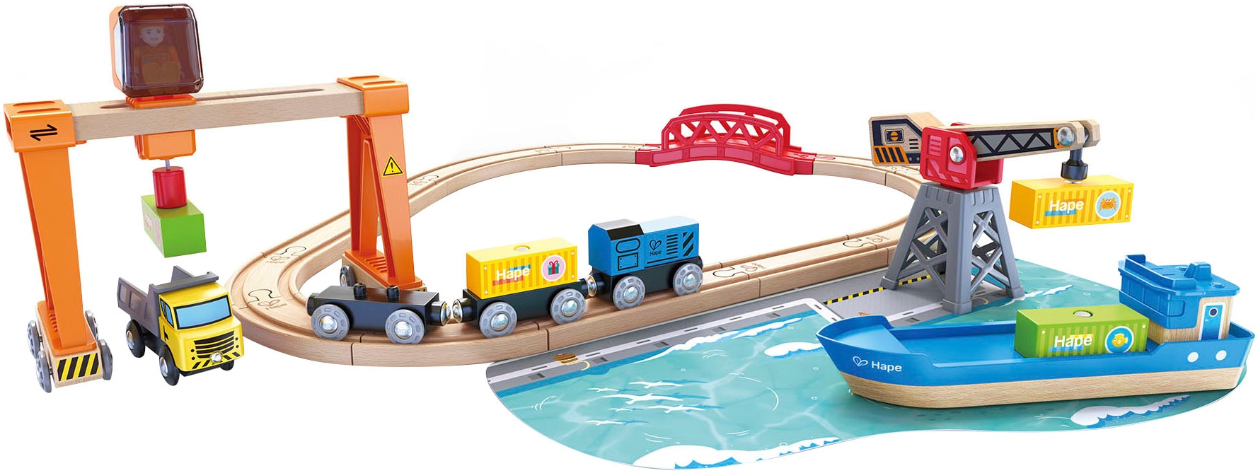 Spielzeug-Eisenbahn »Abladen und Aufladen im Hafen«, (Set)