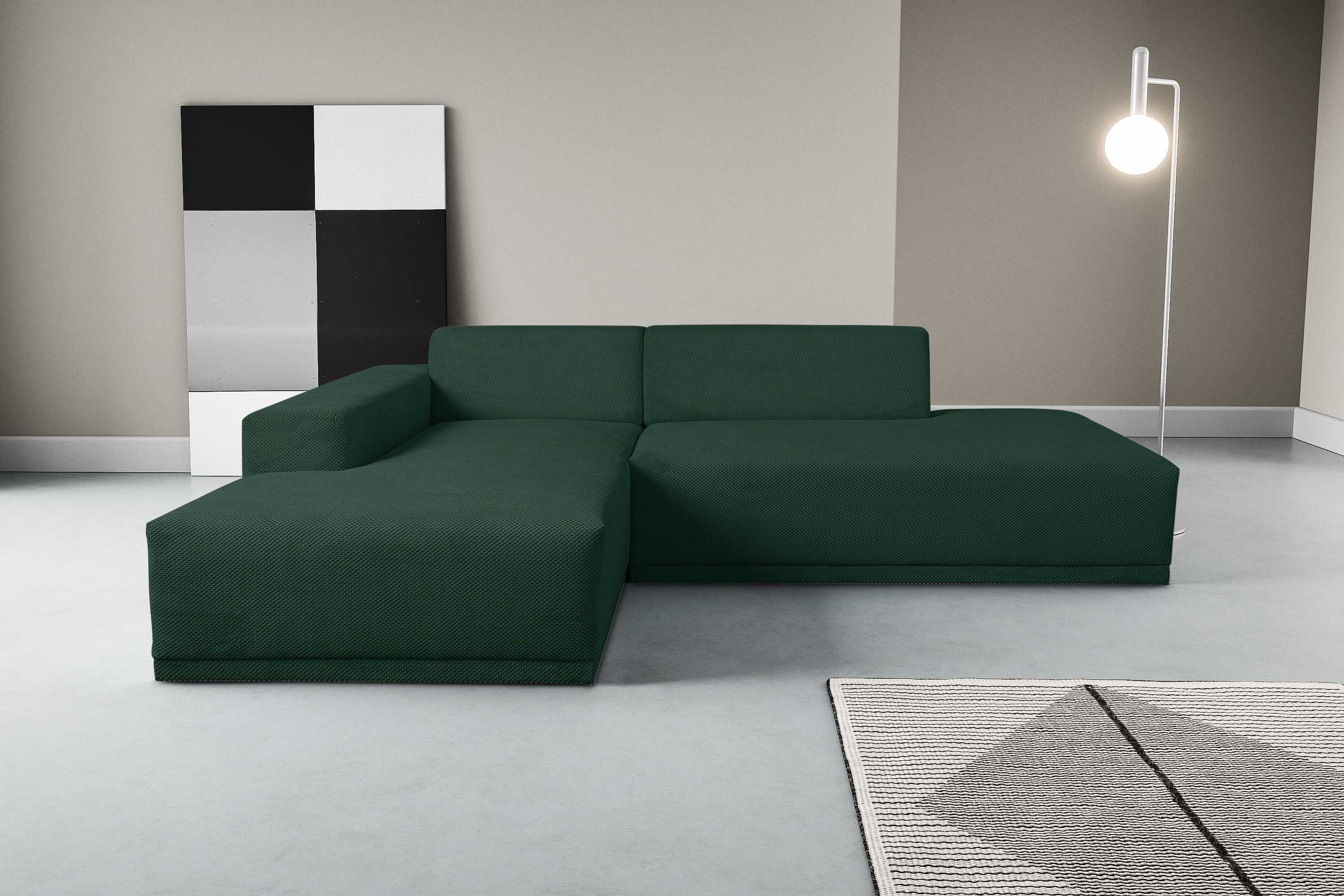 WERK2 Ecksofa "Apollo 264 x 188 cm modern und bequem" Waffelcord, L-Form