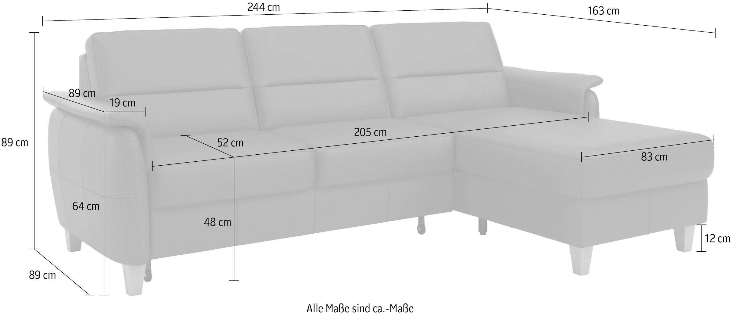 Home affaire Ecksofa »Palmera L-Form«, Federkern, wahlweise mit Bettfunktion und mit/ohne Bettkasten