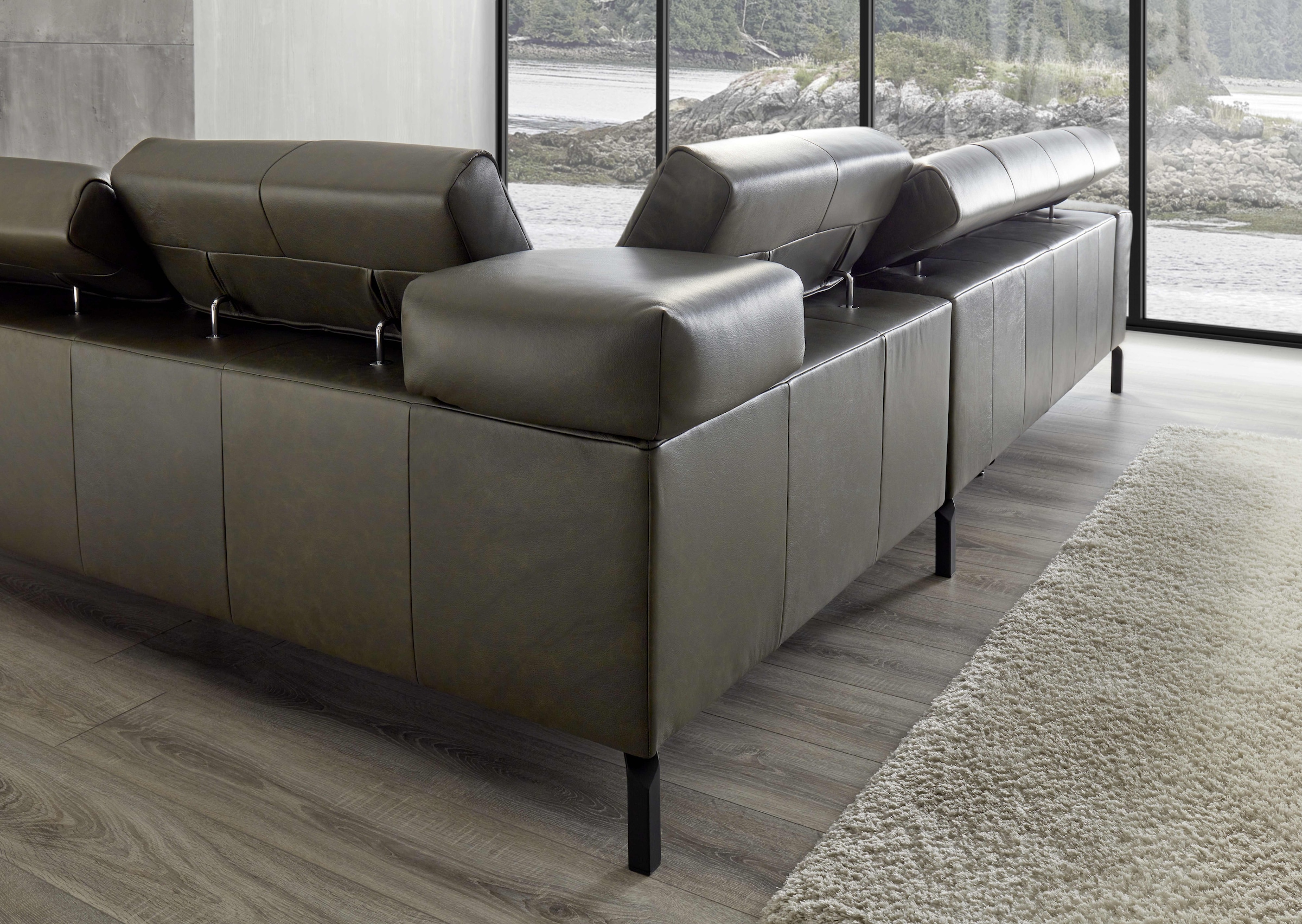 Places of Style Ecksofa »Cleveland, L-Form, incl. Kopfteilverstellung, Breite 276 cm«, wahlweise elektrischer Sitzvorzug