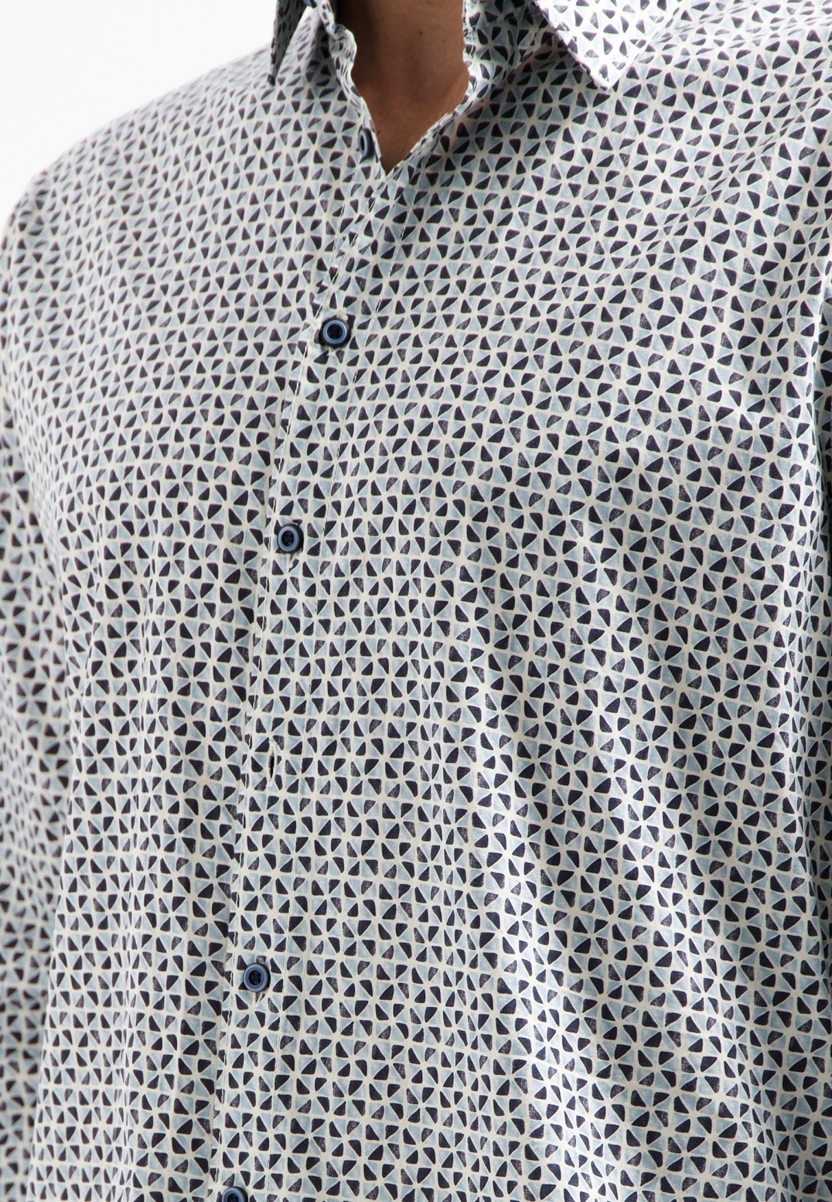 NO EXCESS Langarmhemd »No Excess Stretchhemd mit Print Shirt Stretch Allover Printed«