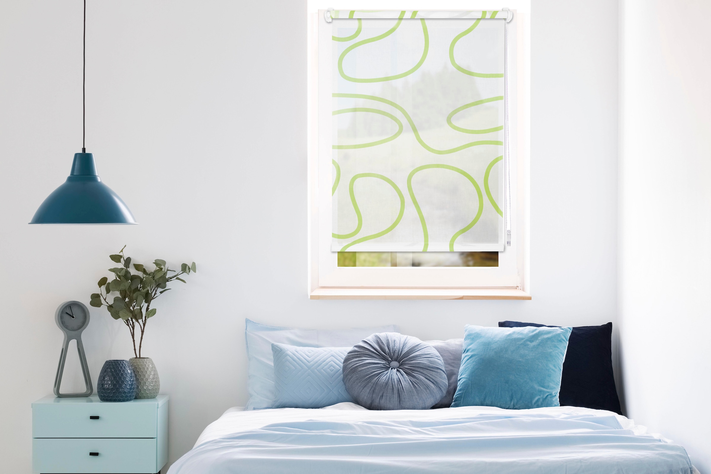 mydeco Seitenzugrollo "Win move" Lichtschutz Sichtschutz ohne Bohren freihängend mit stylischem Muster