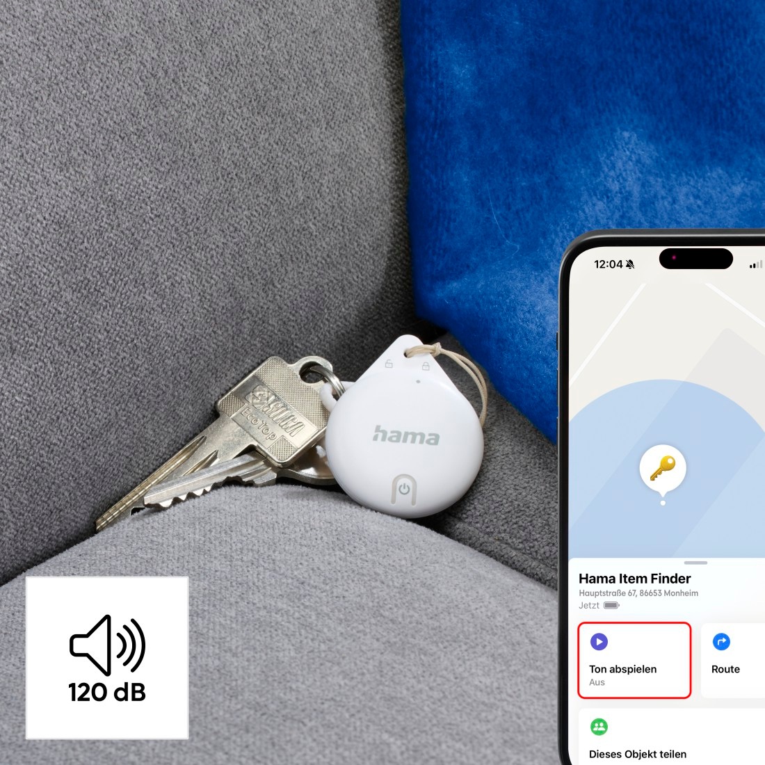 Hama GPS-Tracker »Schlüsselfinder für Apple „Wo ist“-App (Bluetooth, Alarm, iOS, 4 St.)«, AirTag Alternative, Tracker
