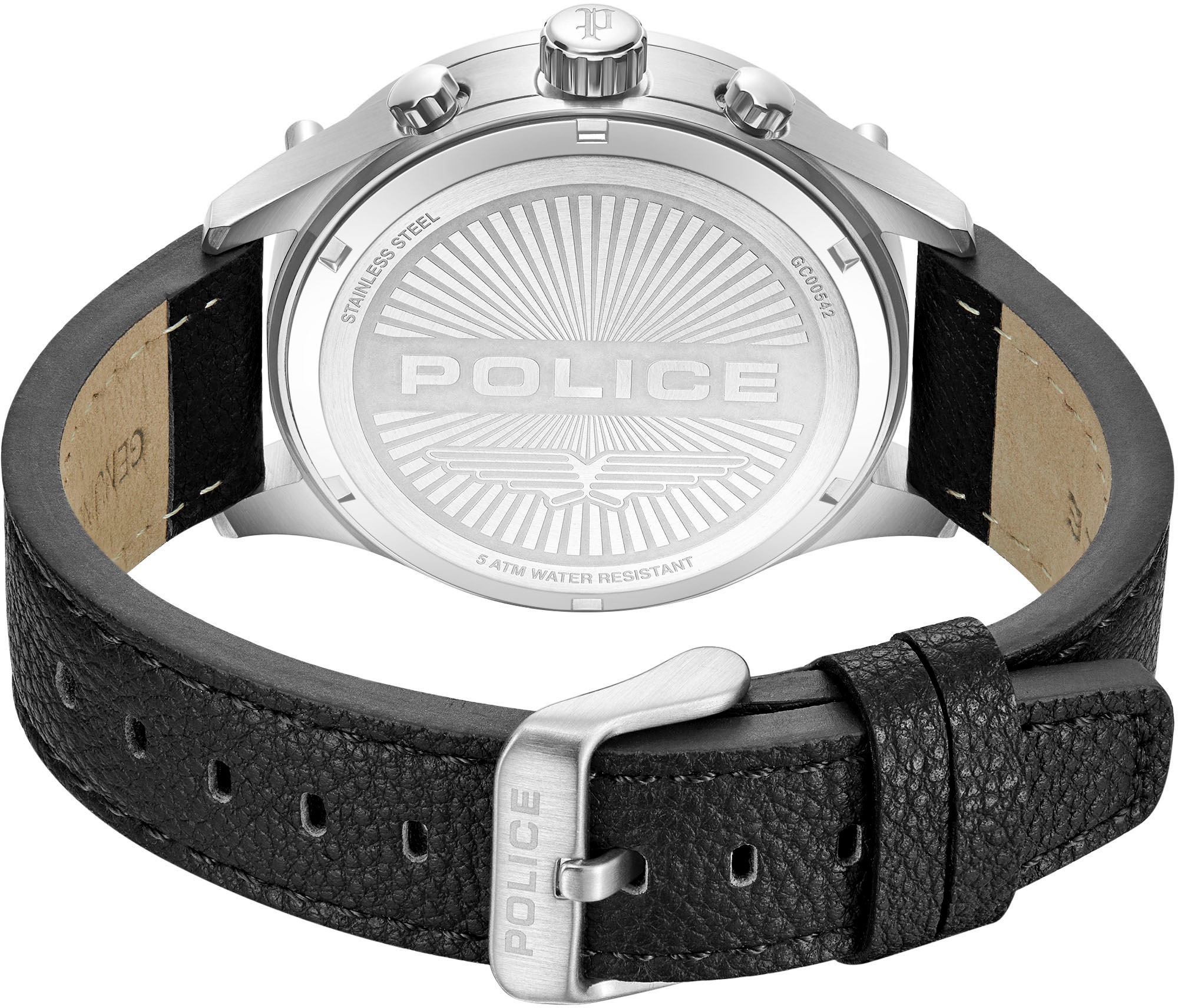 Police Multifunktionsuhr »WADDEN«, Quarzuhr, Armbanduhr, Herrenuhr, Lederarmband, analog