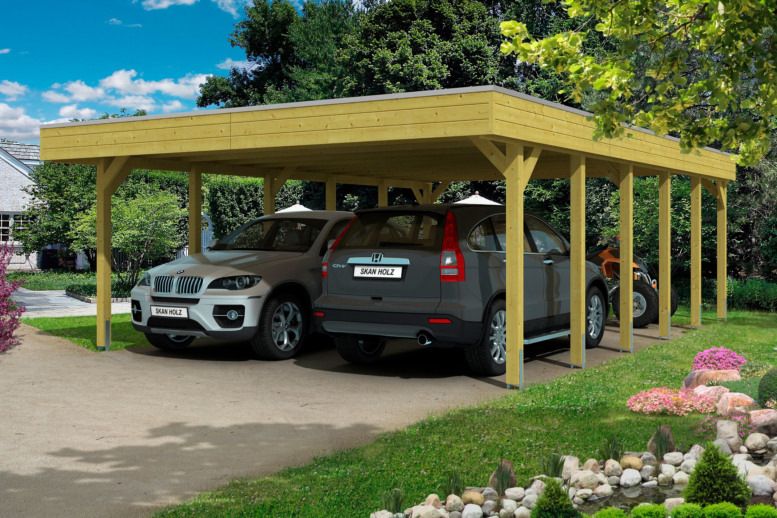 Skanholz Doppelcarport "Friesland" Massivholz 514 cm grün