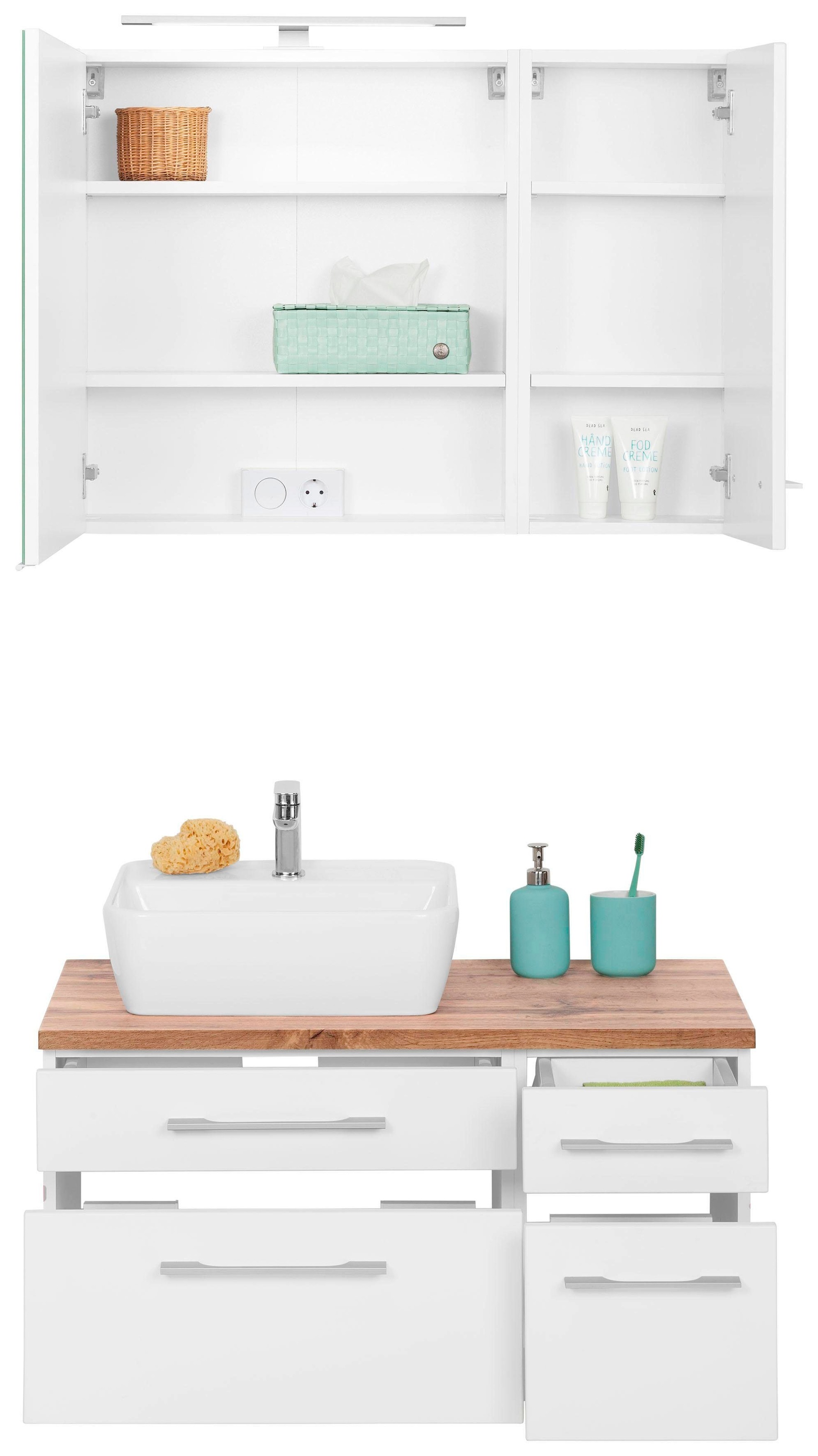 welltime Badmöbel-Set "Davos" 3 Stk. tlg. Breite 50 cm, mit extra Regal günstig online kaufen