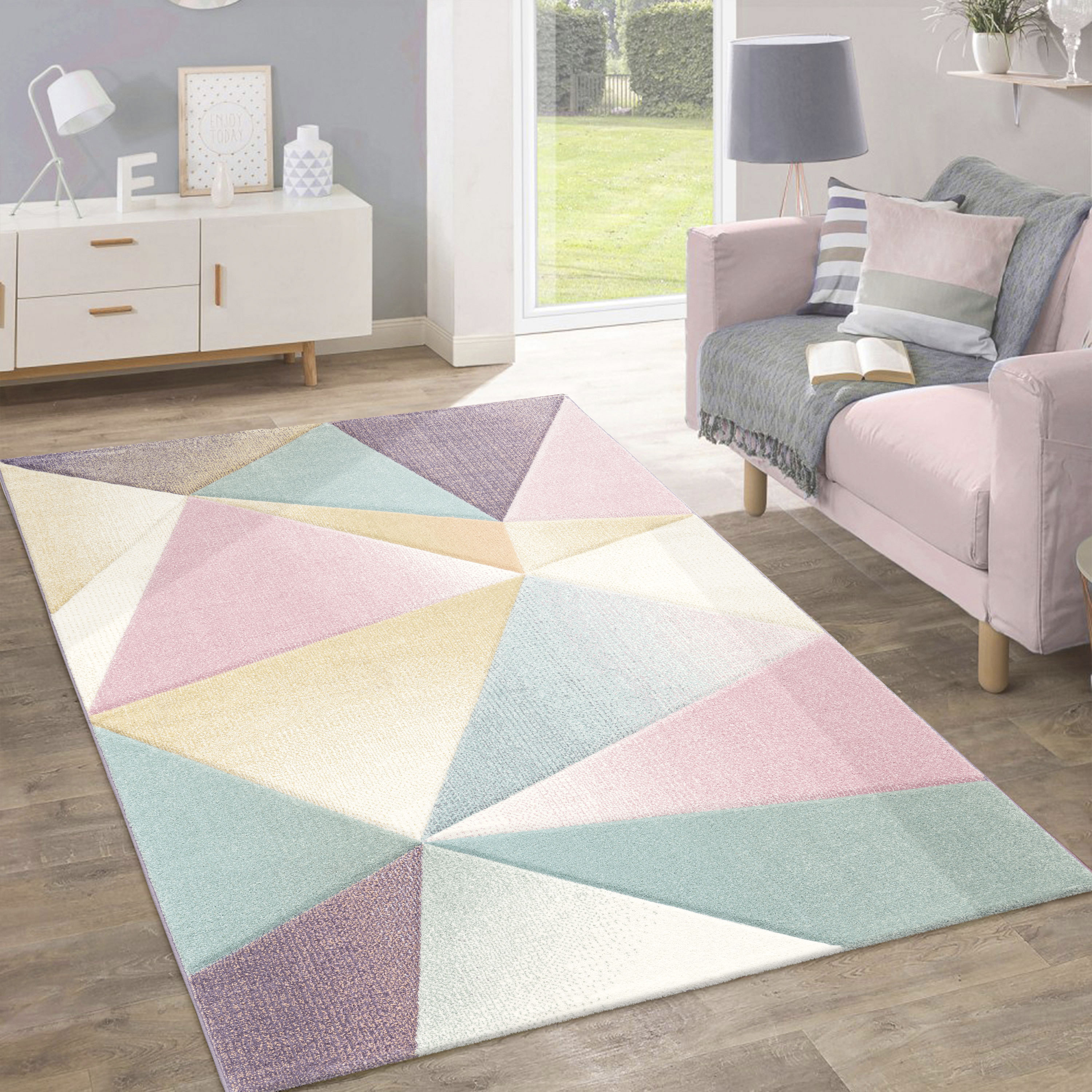 Paco Home Teppich "Kosy 310" rechteckig 15 mm Höhe Kurzflor, modernes geometrisches Muster, in schönen Pastell-Farben