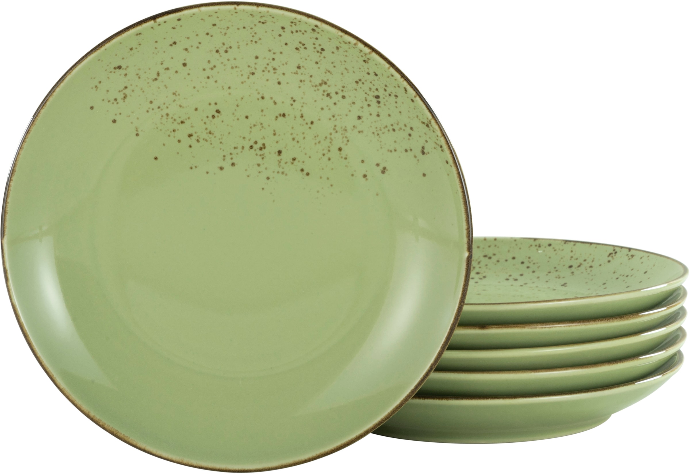 CreaTable Speiseteller »Essteller NATURE COLLECTION«, (Set, 6 St.), Teller Set für 6 Personen, Ø 27 cm, Steinzeug, flache Teller