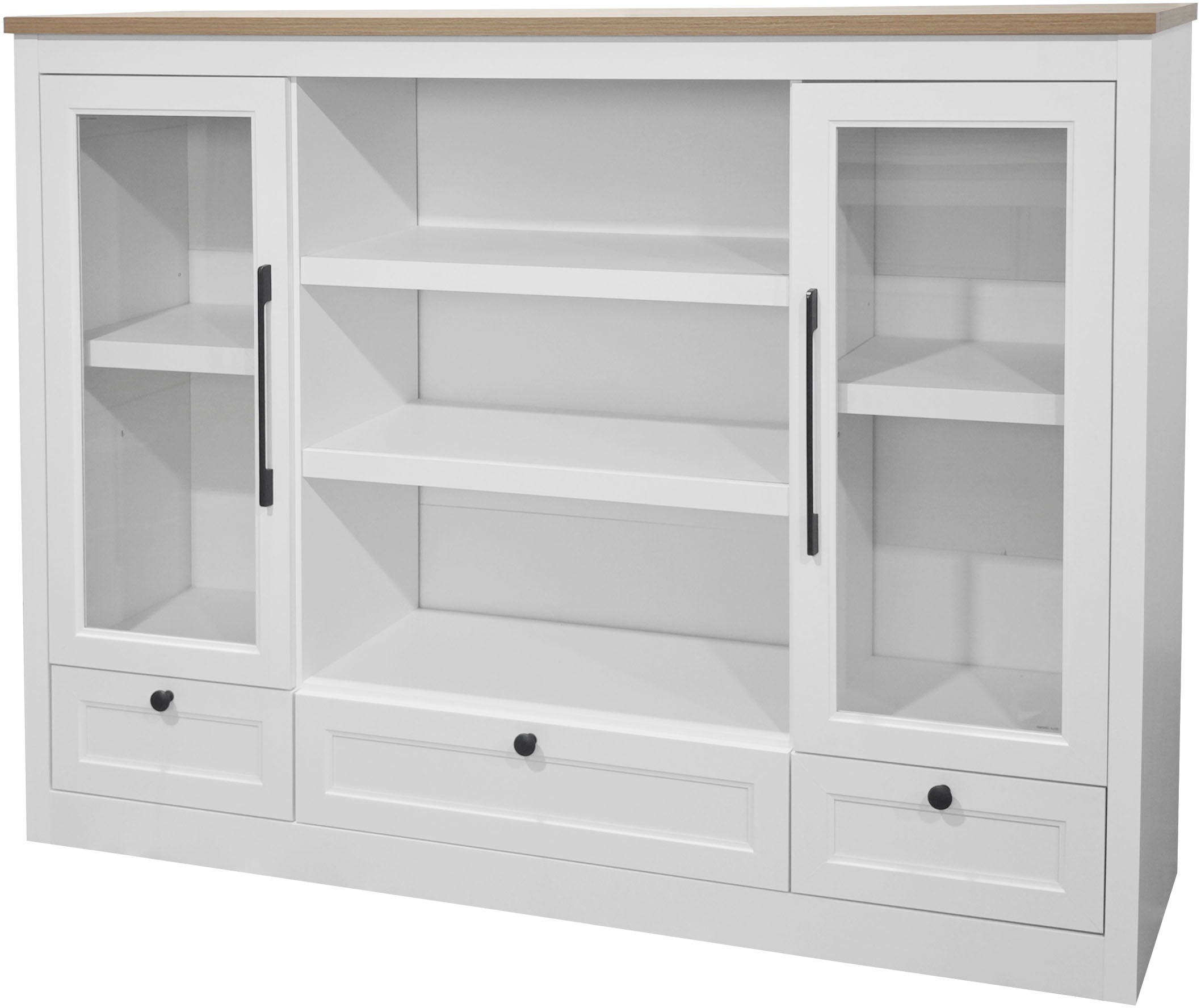OTTO home Highboard »Ismund«, aus MDF, mit Holz-Zierleiste, schwarzen Metallgriffen, Höhe 121 cm
