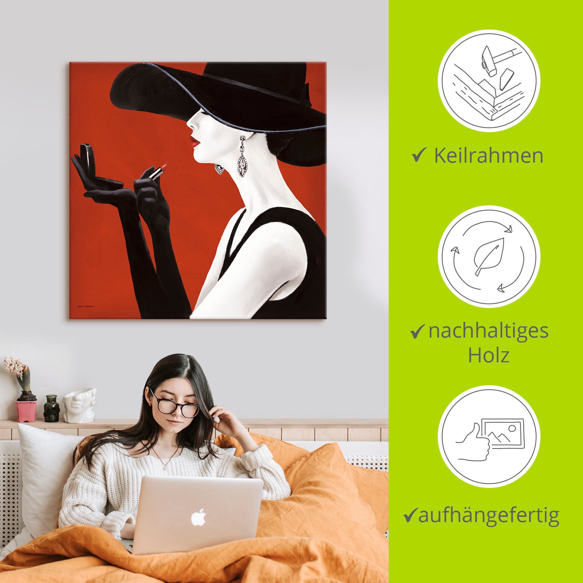 Artland Wandbild »Hut ab II«, Frau, (1 St.), als Leinwandbild, Poster, Wandaufkleber in verschied. Größen