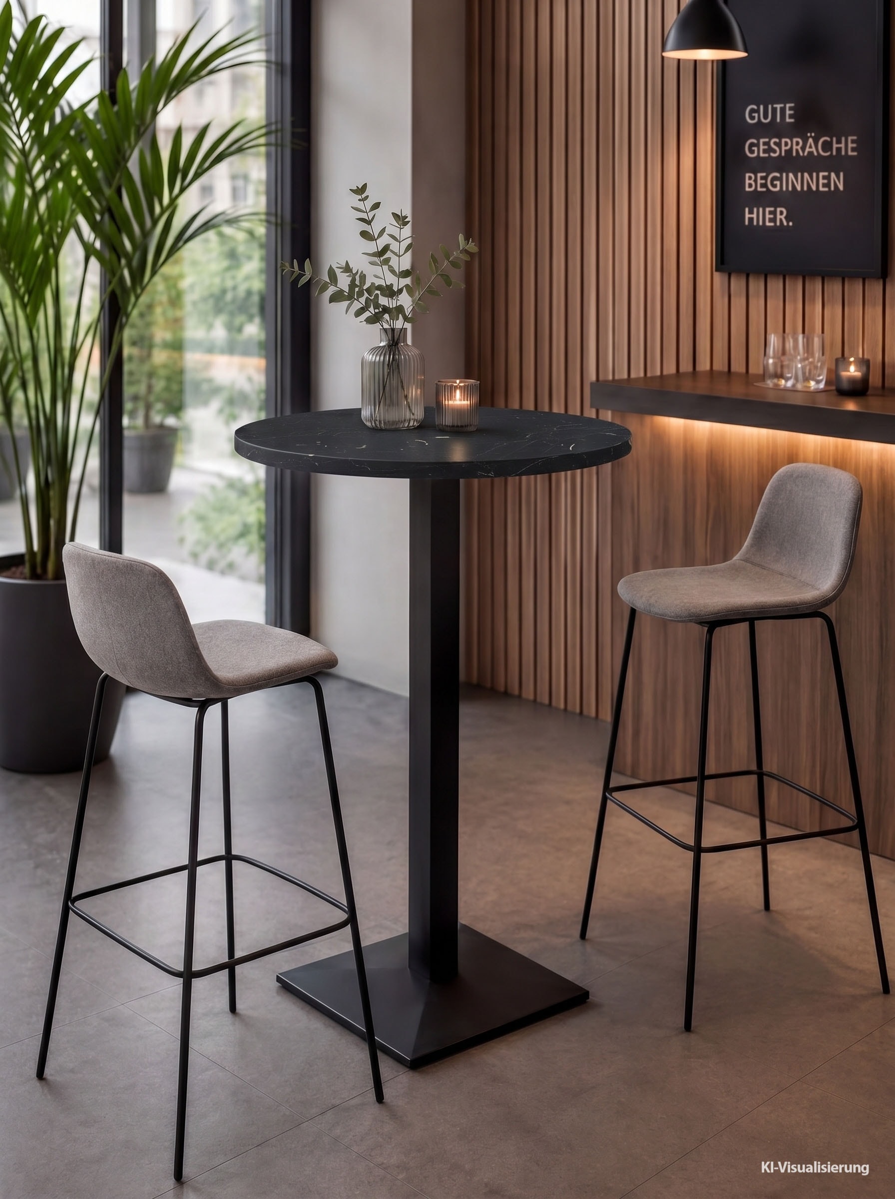 Mäusbacher "Big Bistro Metall" Quadrat-Säulengestell, runde Platte Ø 70 cm x H 105 cm