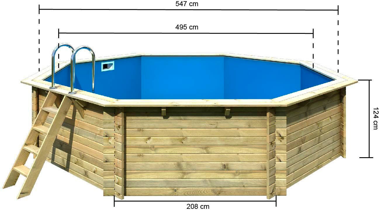 Karibu Achteckpool »PALERMO A2 BxLxH: 547x547x124cm«, (Set, 9 tlg.)