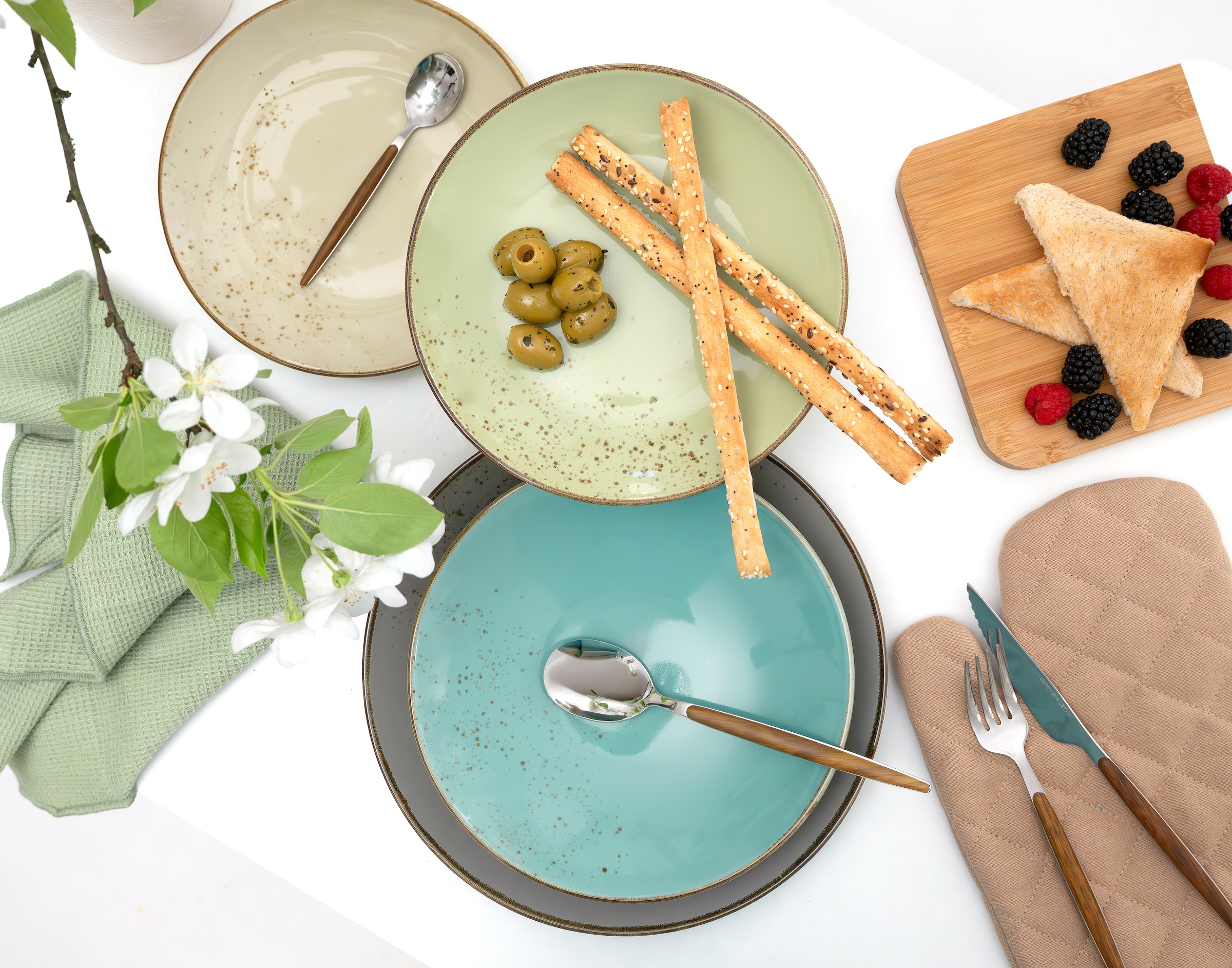 CreaTable Tafelservice »Geschirr-Set NATURE COLLECTION« Teller Set, Service, 12 Teile, für 4 Personen