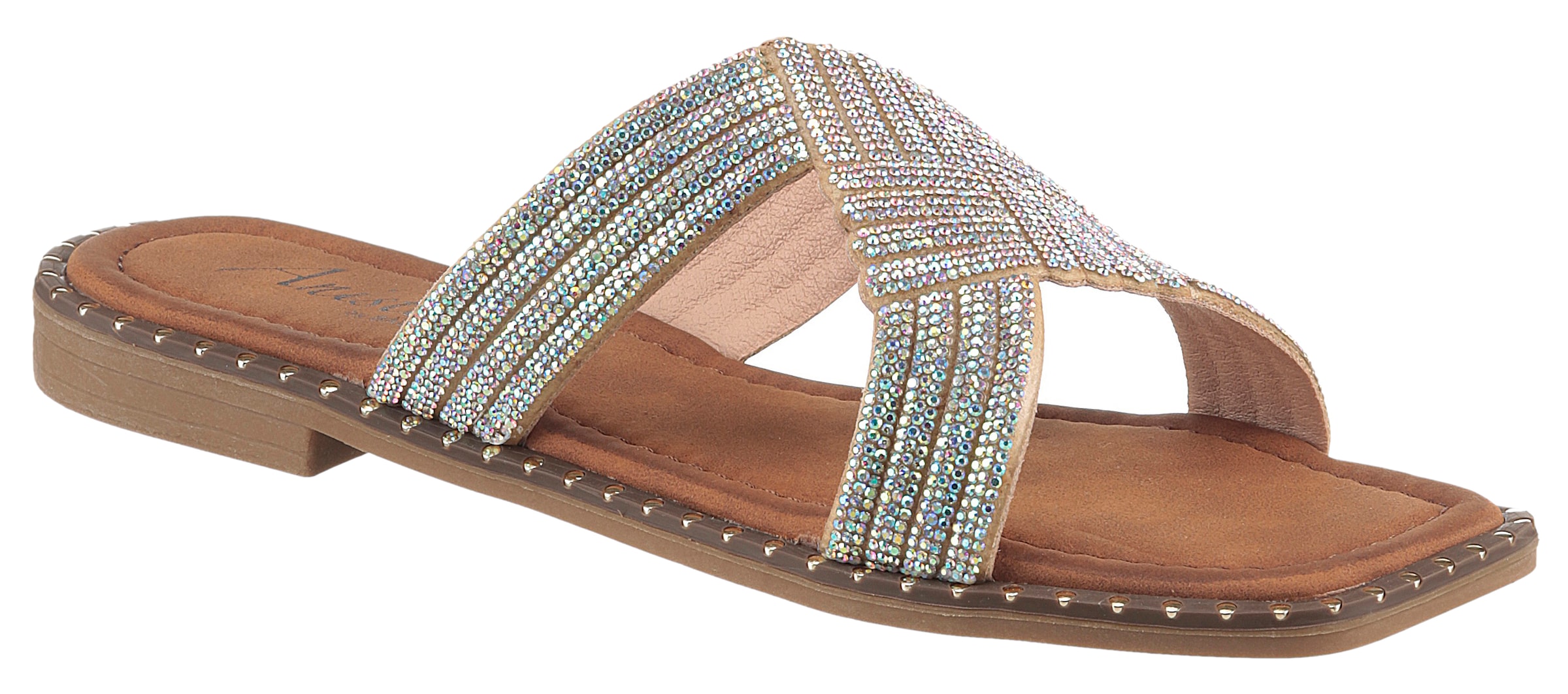 Aniston SHOES Pantolette, Flat, Sommerschuh, Strandschuh, Glitzersteine - NEUE KOLLEKTION