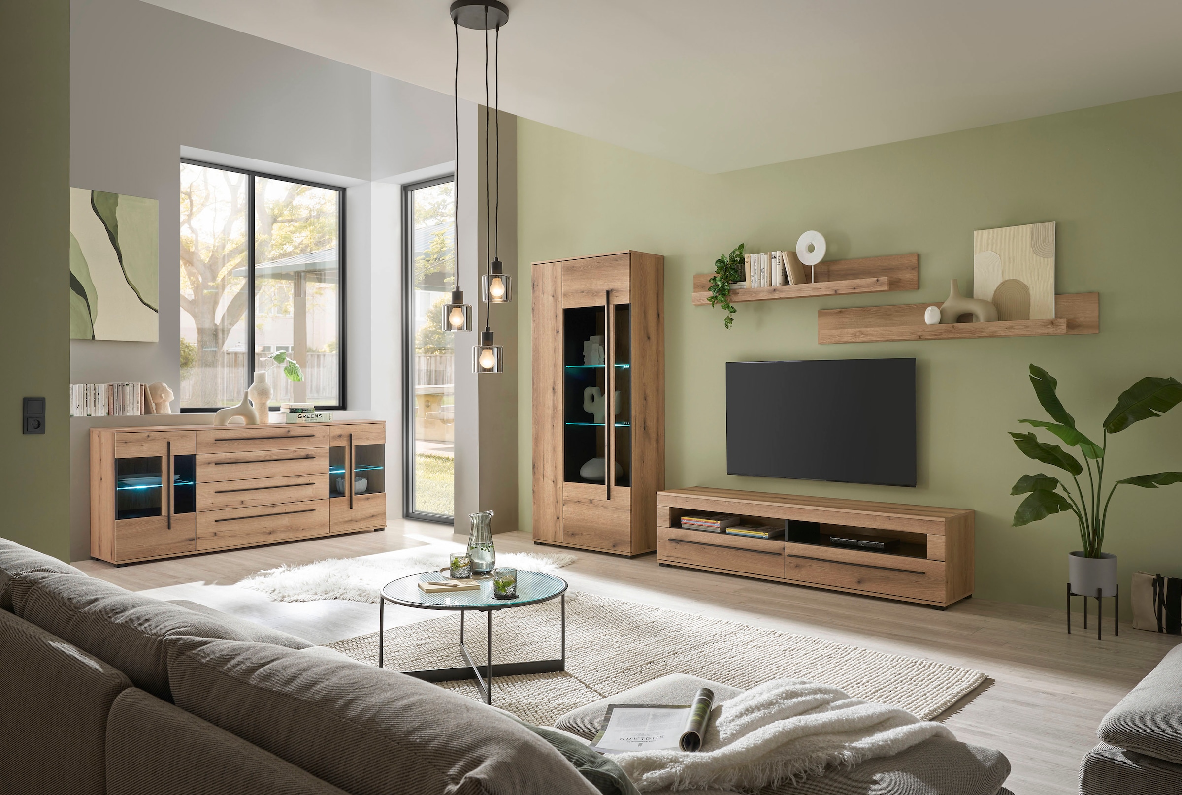 INOSIGN Sideboard »Cantara, moderner Schrank, Kommode in Eiche Evoke oder weiß«, schwarze Stangengriffe, ausreichend Stauraum, vielseitig einsetzbar