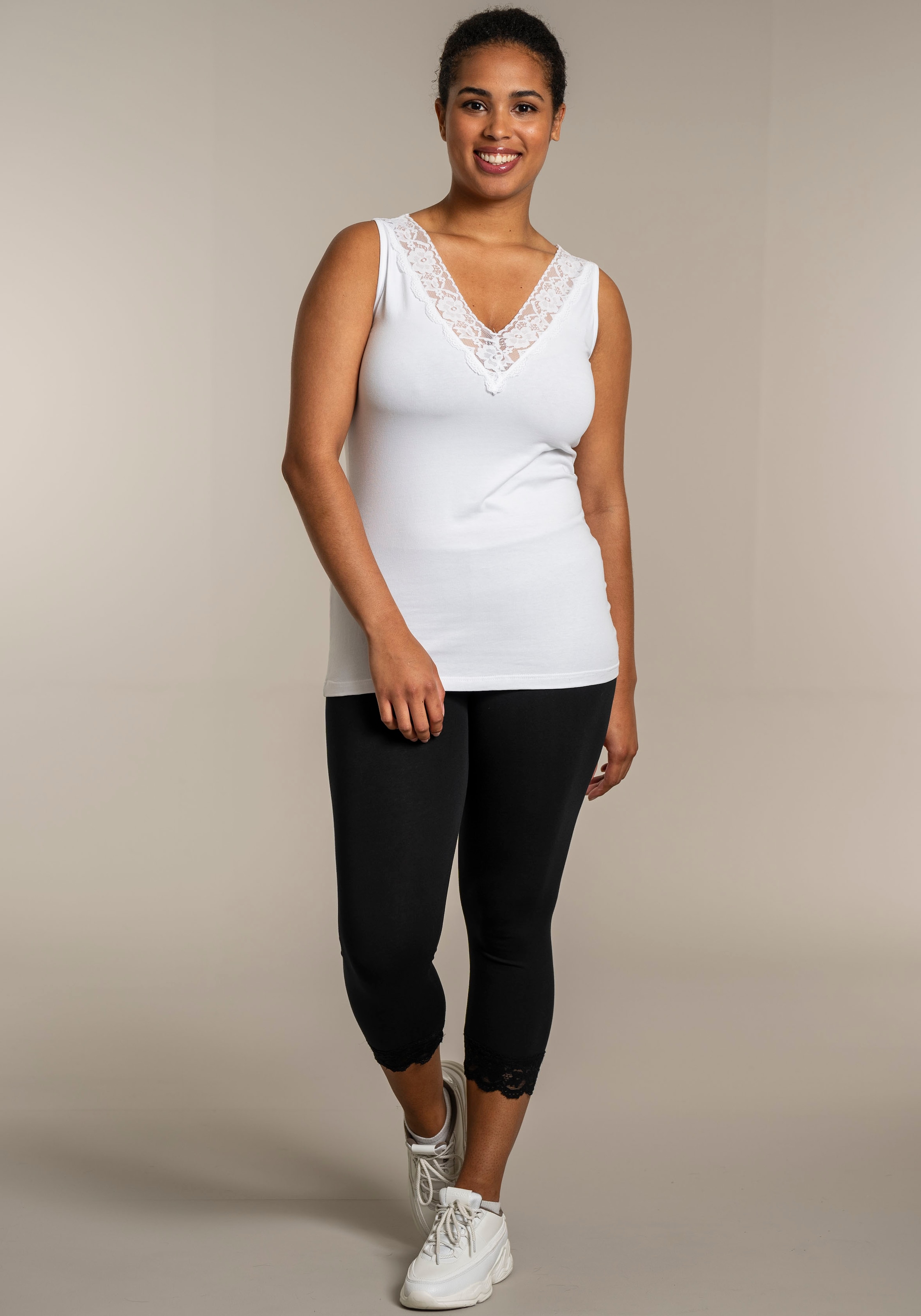 SANDGAARD 3/4-Leggings, mit Spitzeneinsatz am Saum