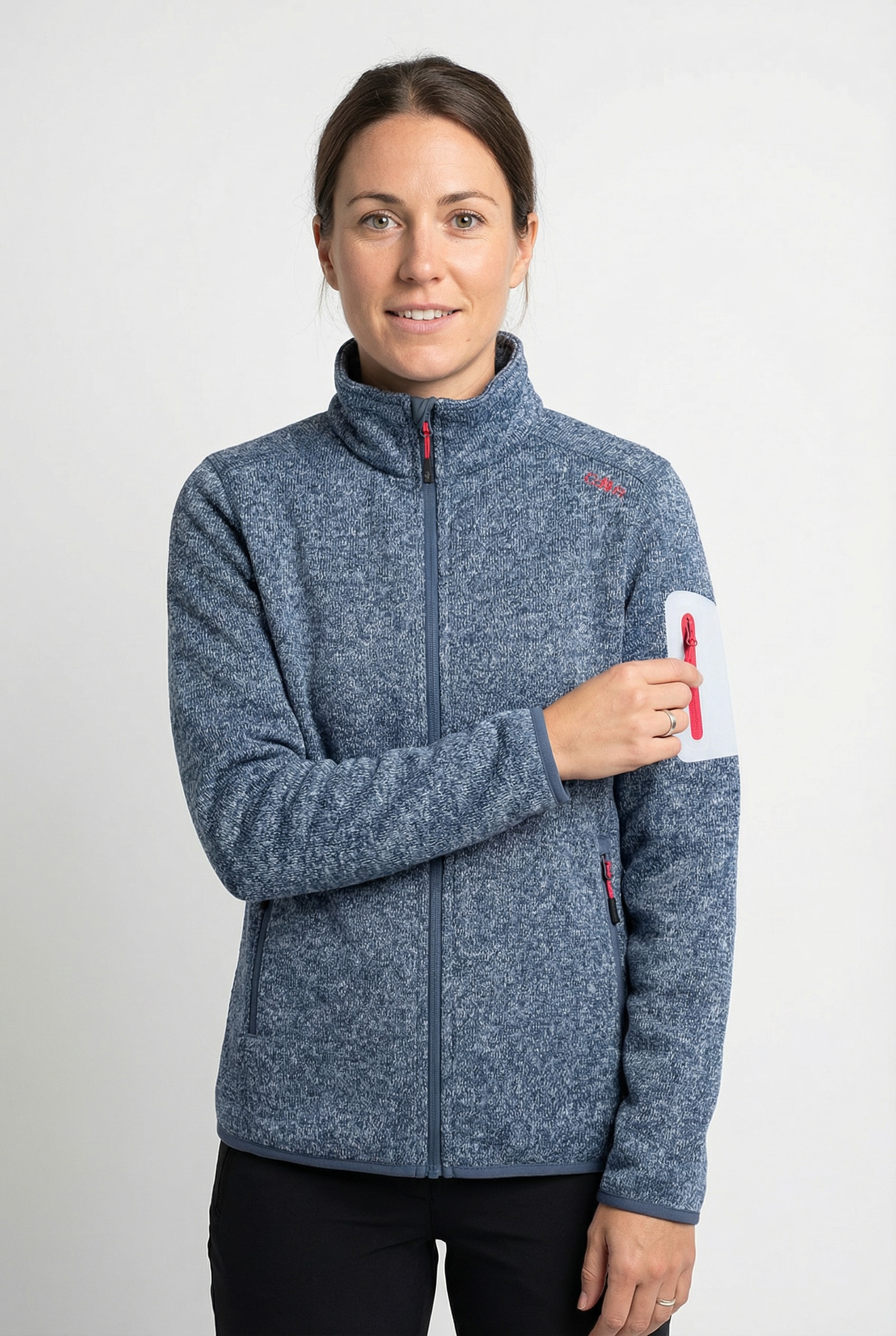 CMP Strickfleecejacke "KNITTED MELANGE FLEECE WOMAN JACKET" mit Reißverschluss, wasserabweisend, windabweisend, wärmeisolierend