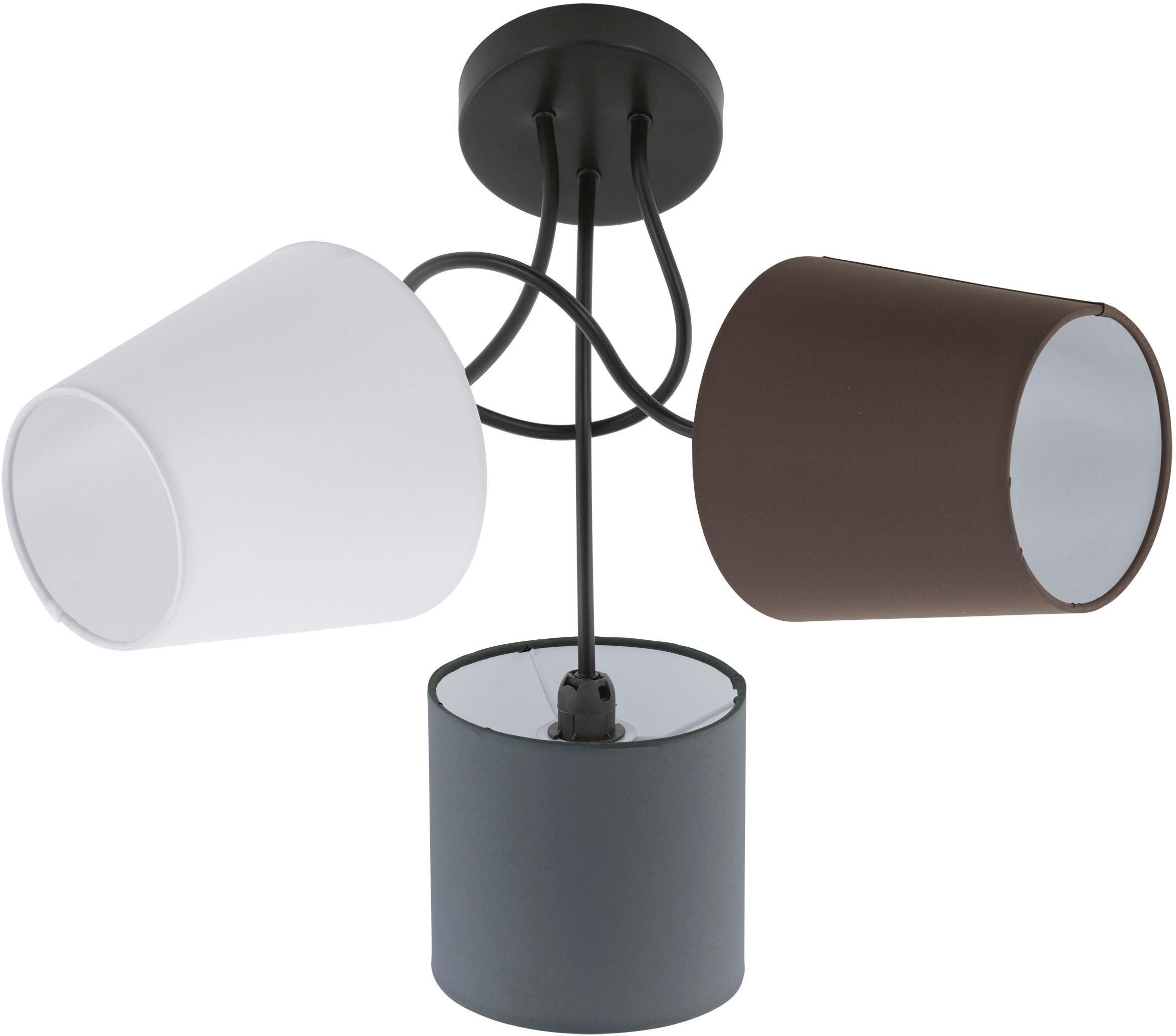 EGLO Deckenleuchte ALMEIDA, E14, schwarz / Ø59 x H35 cm / exkl. 3 x E14 (je max. 40W) / Deckenlampe aus Stoff - Texttilschirm - Flurlampe - Schlafzimmerlampe - Wohnzimmerlampe - Lampe - Stoffschirm - Stofflampe
