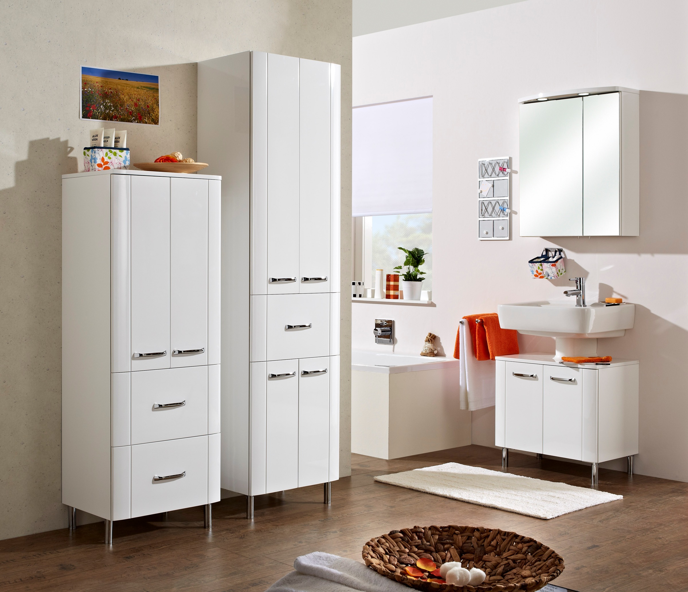 Saphir Hochschrank "Serie 3006 Badschrank 50cm breit, mit 4 Türen, 1 Schubl günstig online kaufen