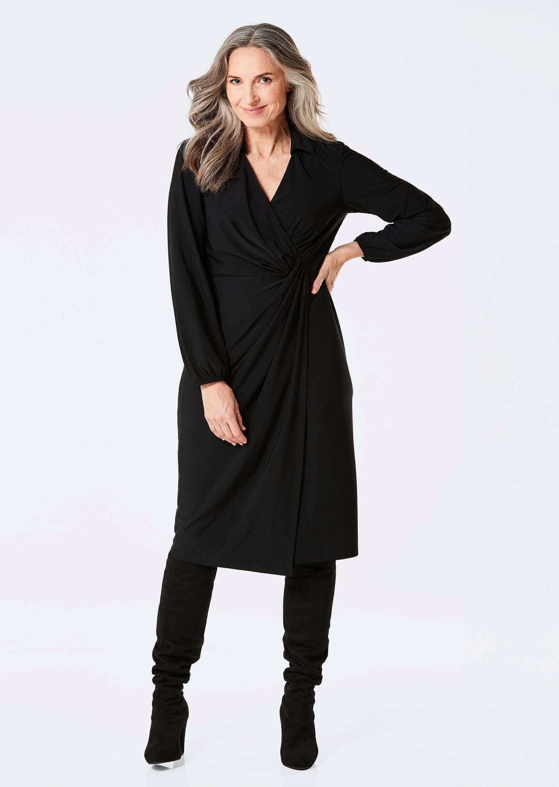 GOLDNER Jerseykleid "Elegantes Jerseykleid mit V-Ausschnitt" Wickeloptik günstig online kaufen