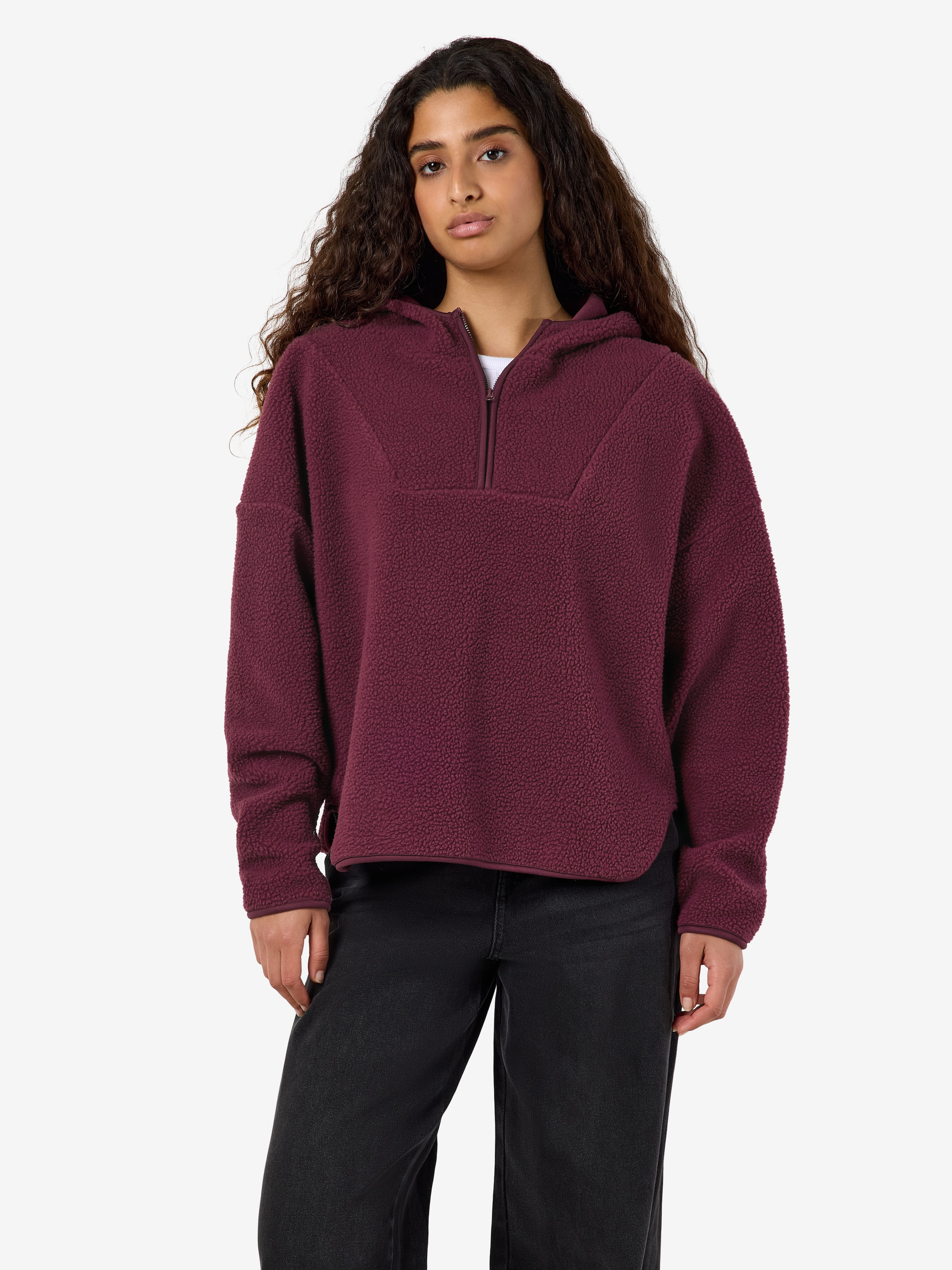 Noisy may Fleecepullover "NMCOZY L/S HALFWAY ZIP SWEATER JRS NOOS", Polyester, relaxed fit