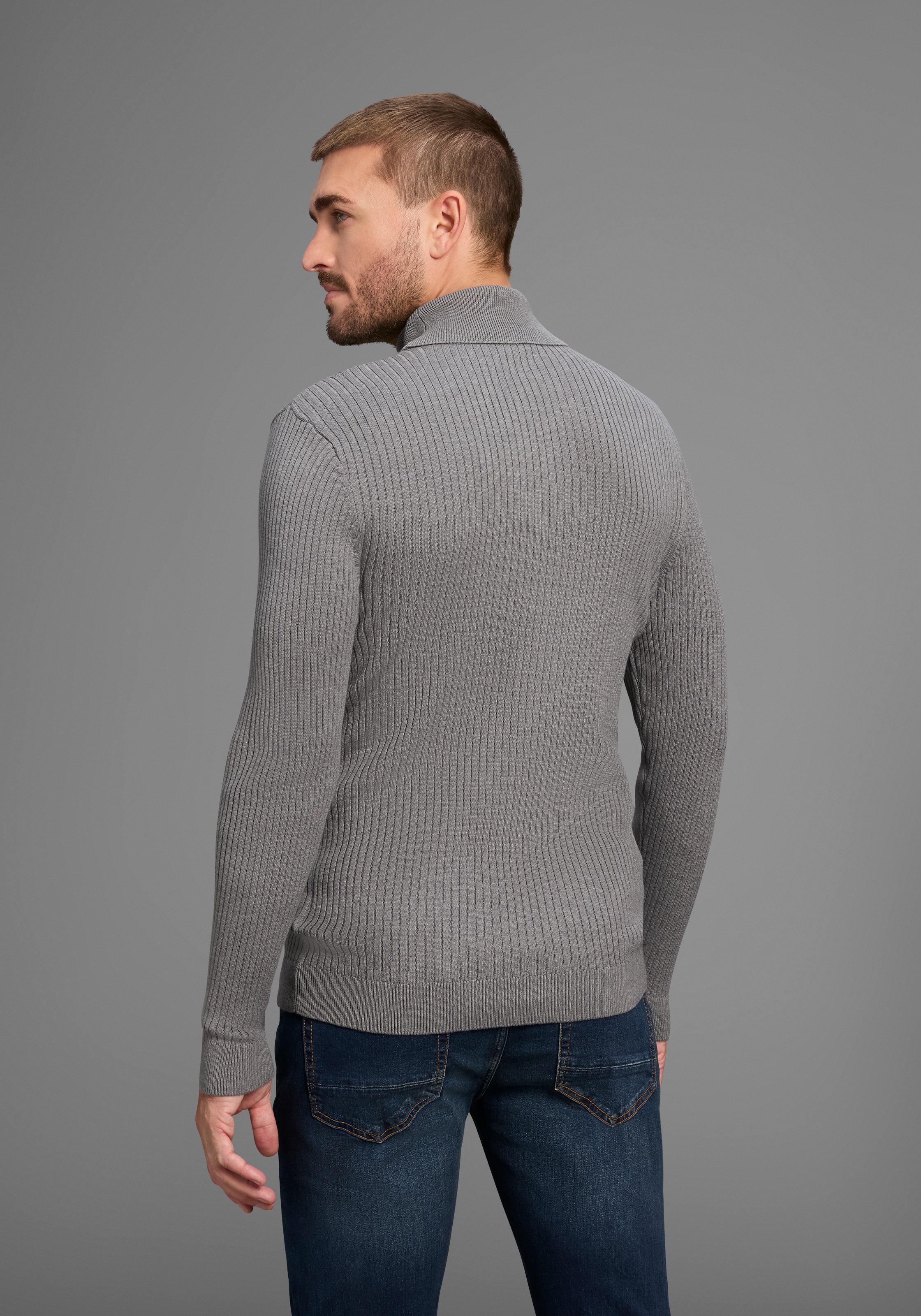 Bruno Banani Rollkragenpullover, in Rippenqualität