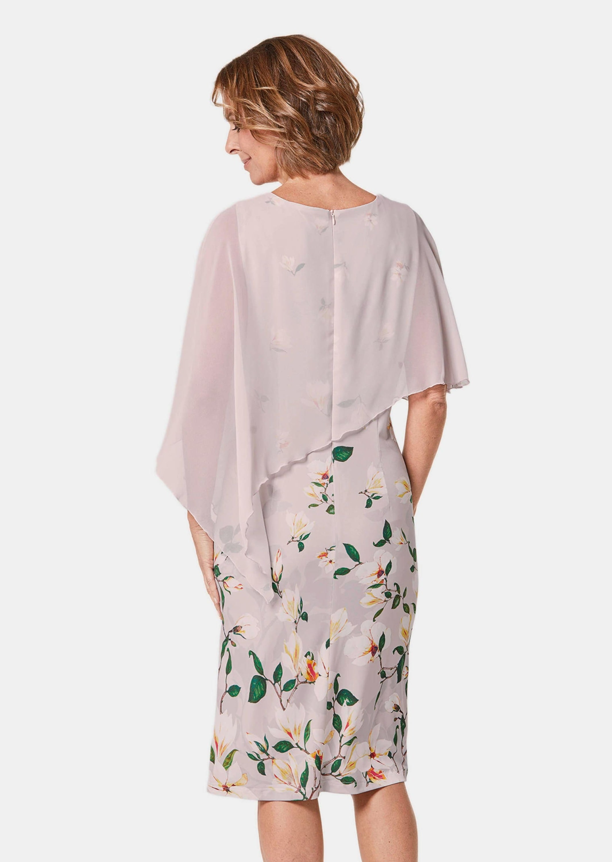 GOLDNER Abendkleid »Kleid Kleid mit floralem Druck und Chiffonüberwurf«