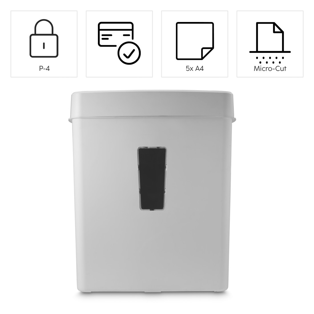 Hama Aktenvernichter »Aktenvernichter Mikroschnitt (Papier, Plastik, CDs, Korb, 5 Blatt, P5)«, Mit Papierkorb, 2 x 12 mm Mini-Schnitzel, Automatik, Rücklauf