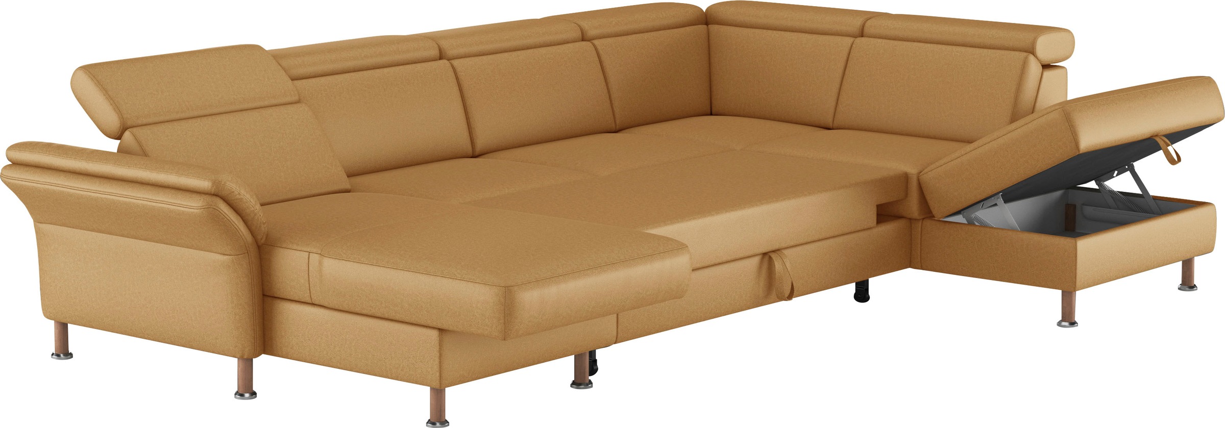 Wohnlandschaft HOME AFFAIRE "Calypso U-Form", gelb (dijon), B:334cm H:85cm T:227cm, 100%Polyester, Sofas, Wohnlandschaft, wahlweise mit motorischer Relaxfunktion 3