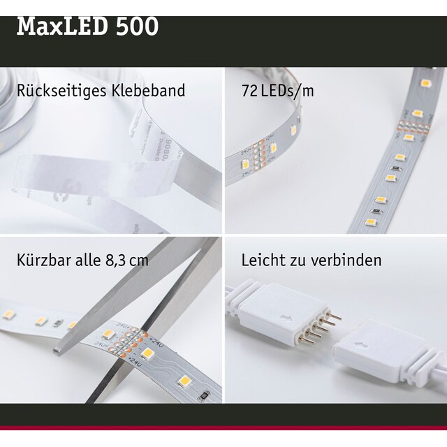 Black Friday Paulmann LED-Streifen »MaxLED 500 Basisset 3m Tageslichtweiß  18W 1650lm 6500K unbeschichtet«, 1 St.-flammig | BAUR