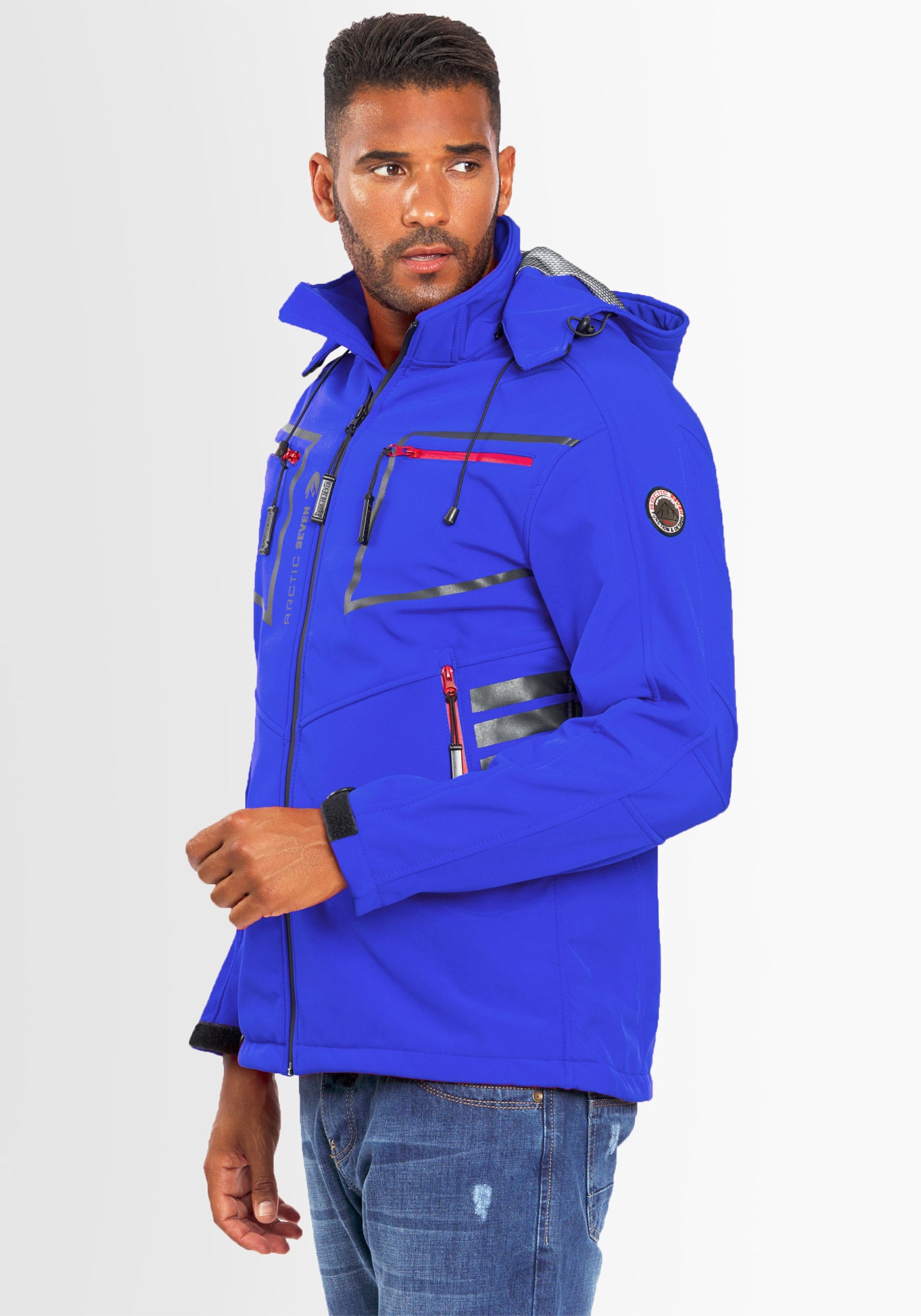 Arctic Seven Softshelljacke »ASPierr« sportliche Outdoor Funktionsjacke mit abnehmbarer Kapuze