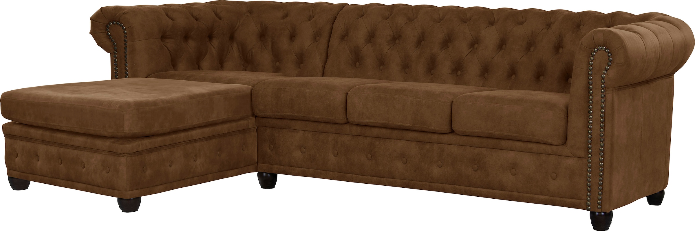 Home affaire Chesterfield-Sofa »Rysum L-Form«, Chesterfield-Optik mit Ottomanen-Abschluß
