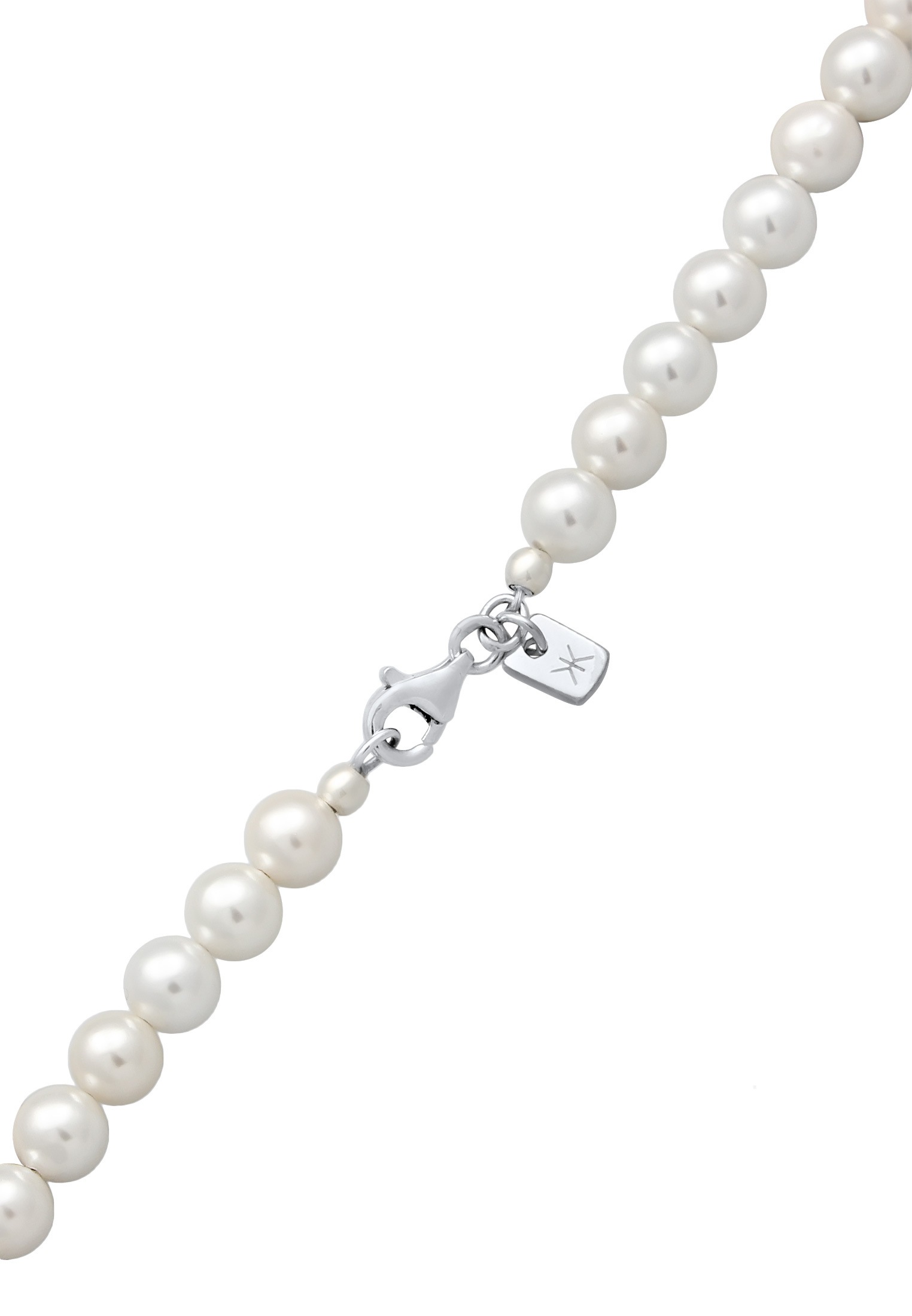 Kuzzoi Silberkette »Halskette Perlenkette Muschelkernperlen Weiß 925 Sterling Silber«