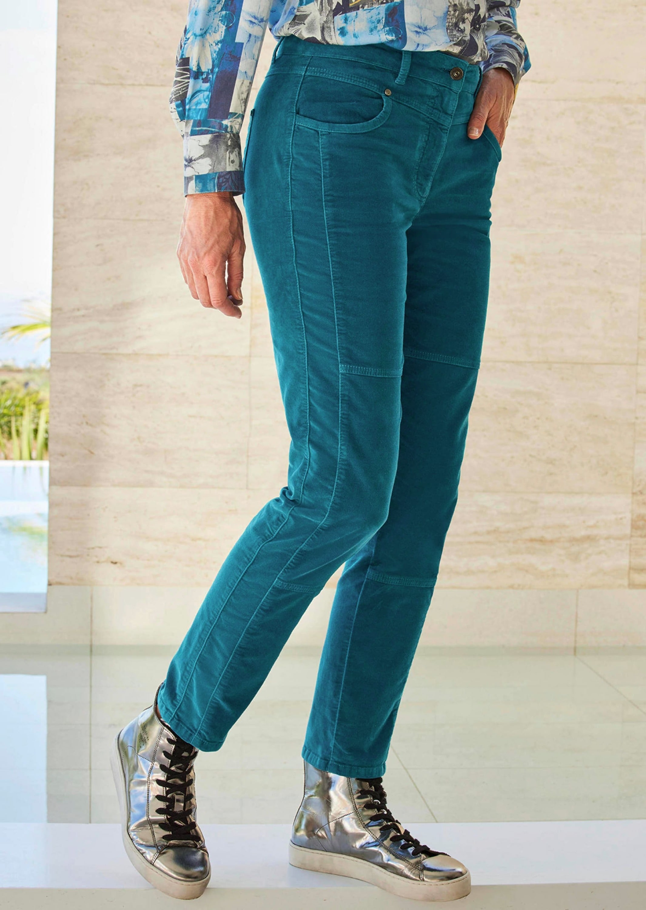 GOLDNER Schlupfhose »Kurzgröße Bequeme Samthose mit Wascheffekt«