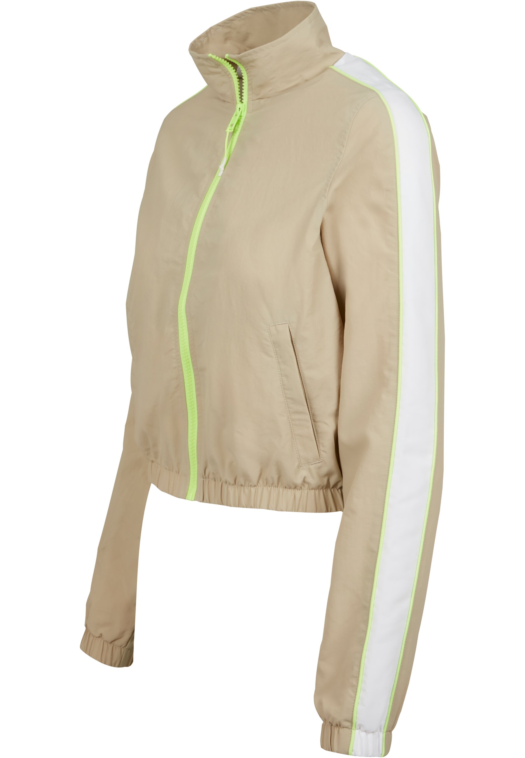 Thumbnail - URBAN CLASSICS Allwetterjacke "Urban Classics Damen Ladies Short Piped Track Jacket" 1 Stk. tlg. ohne Kapuze