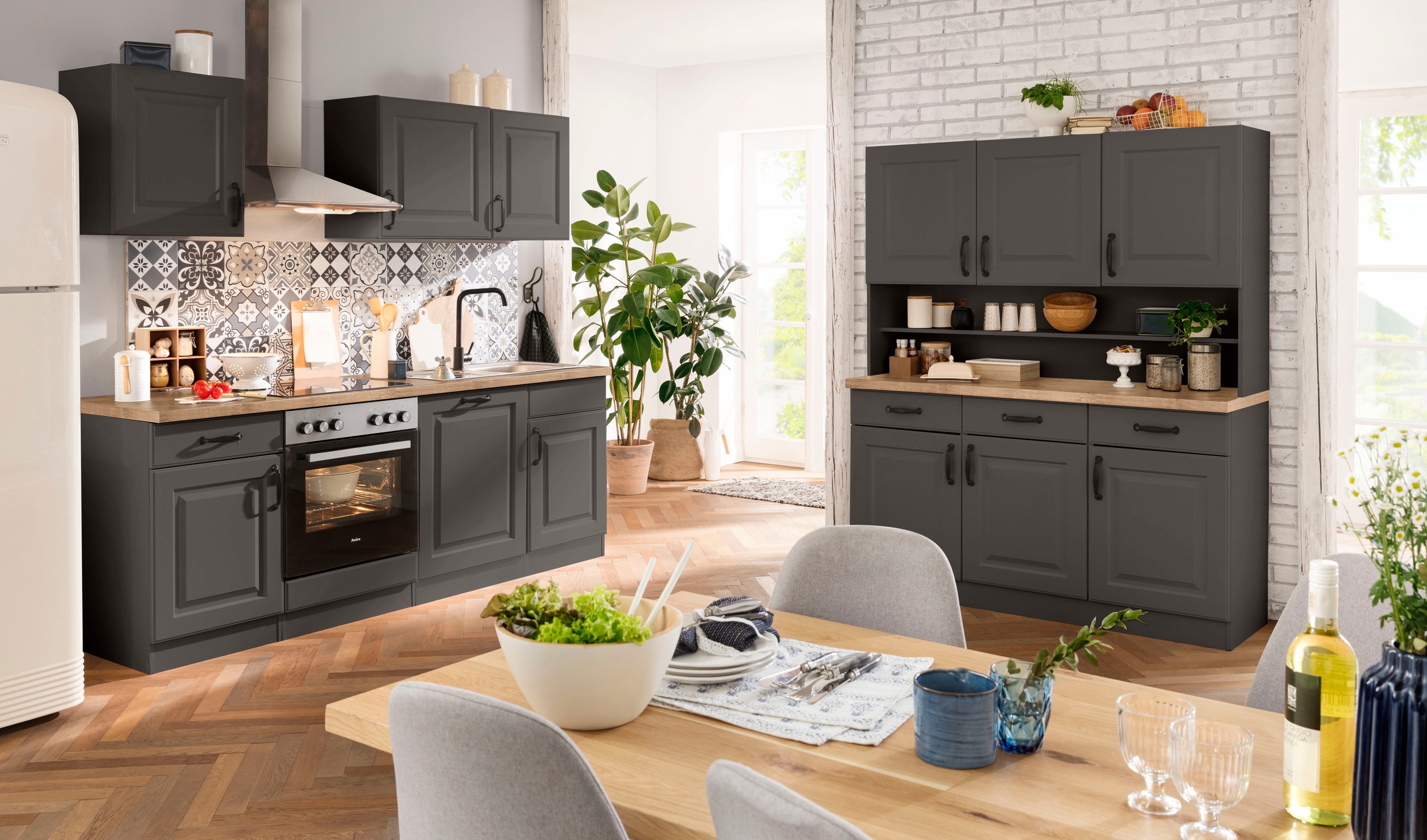 wiho Küchen Küchenzeile "Erla, TOPSELLER" ohne E-Geräte, Breite 220 cm günstig online kaufen