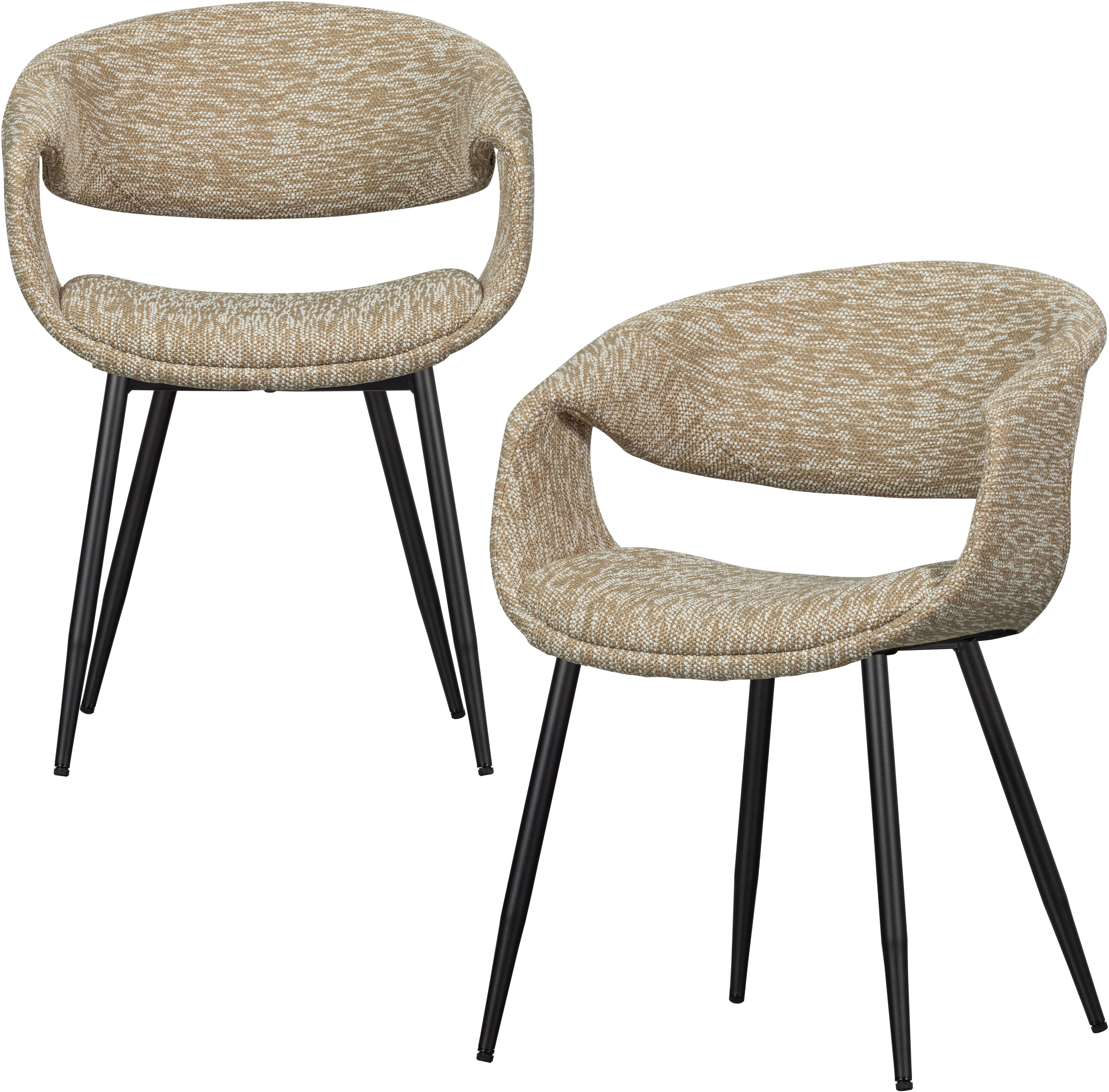 WOOOD Esszimmerstuhl "Yossi mit Armlehnen und Gewebtem Bezug B 57 x T 57 x H 78 cm (2er-Set)" (Set) 2 Stk.Maximale Verschleißfestigkeit, Metallgestell, Tragkraft 136 kg