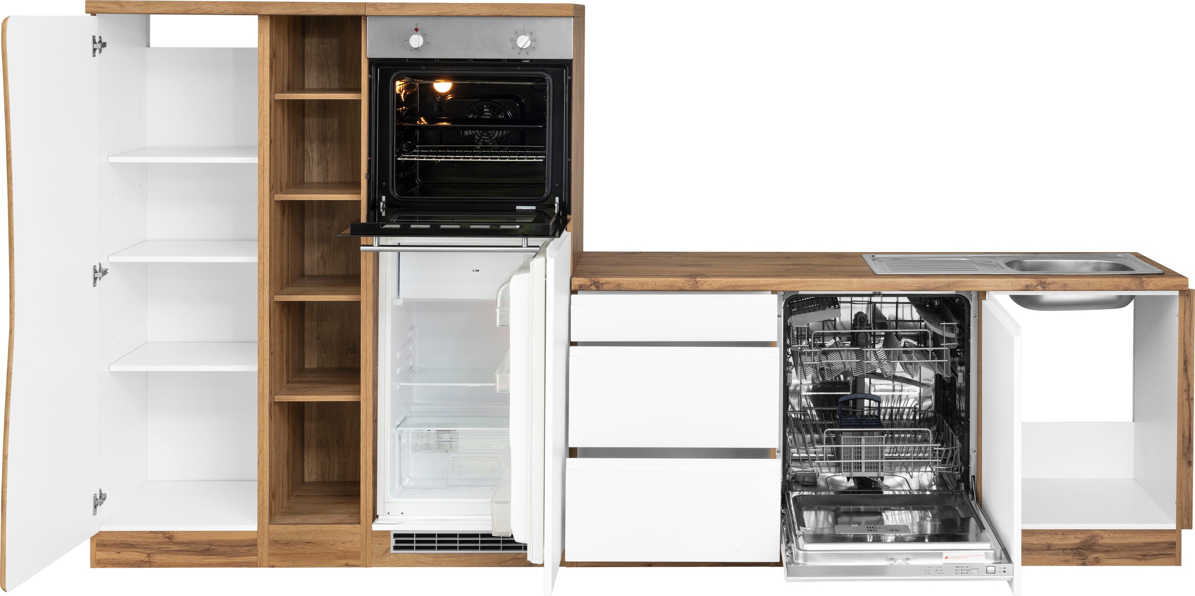 ohne breit, MÖBEL E-Geräten, MDF | Fronten Küche HELD 380/180 cm Stellbreite BAUR »Bruneck«,