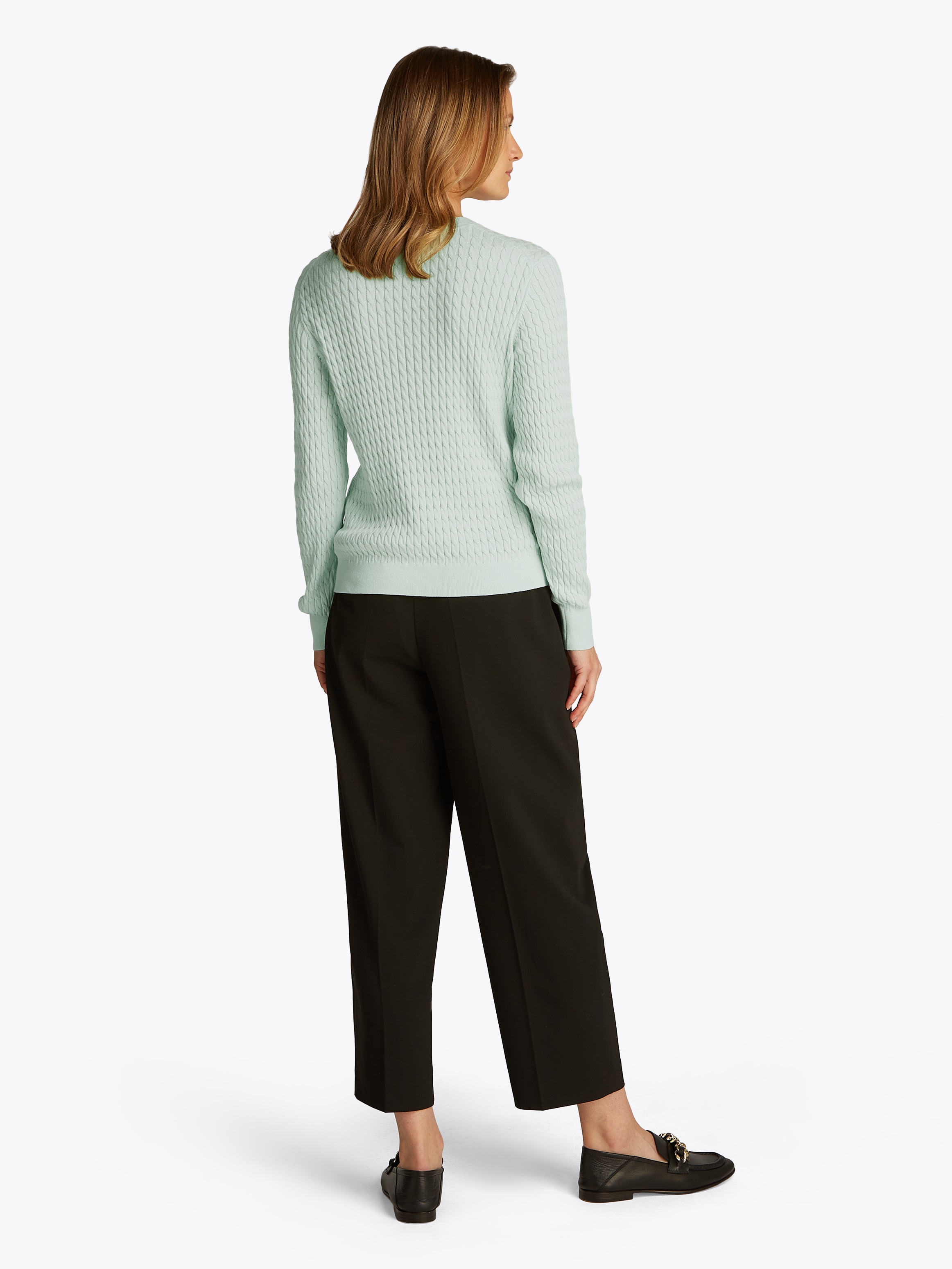 Tommy Hilfiger Rundhalspullover »CO CABLE C-NK LS SWEATER«, mit Zopfmuster