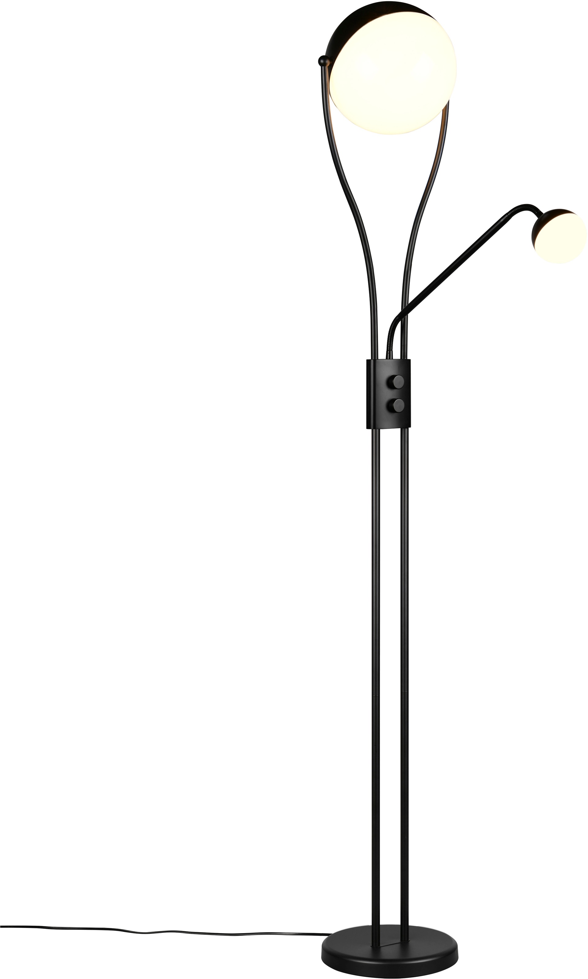 TRIO Leuchten LED Stehlampe »CHRIS, LED Stehleuchte Höhe 180cm, mit Lesearm, Drehdimmer«, 2 flammig, Leuchtmittel LED-Board-LED-Board | LED fest integriert-LED fest integriert, flexibles Leselicht getrennt schalten + dimmen, warmweißes Licht 3000K
