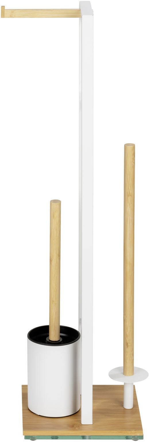 WENKO WC-Garnitur »Rivalta« aus Bambus | Sicherheitsglas | Stahl