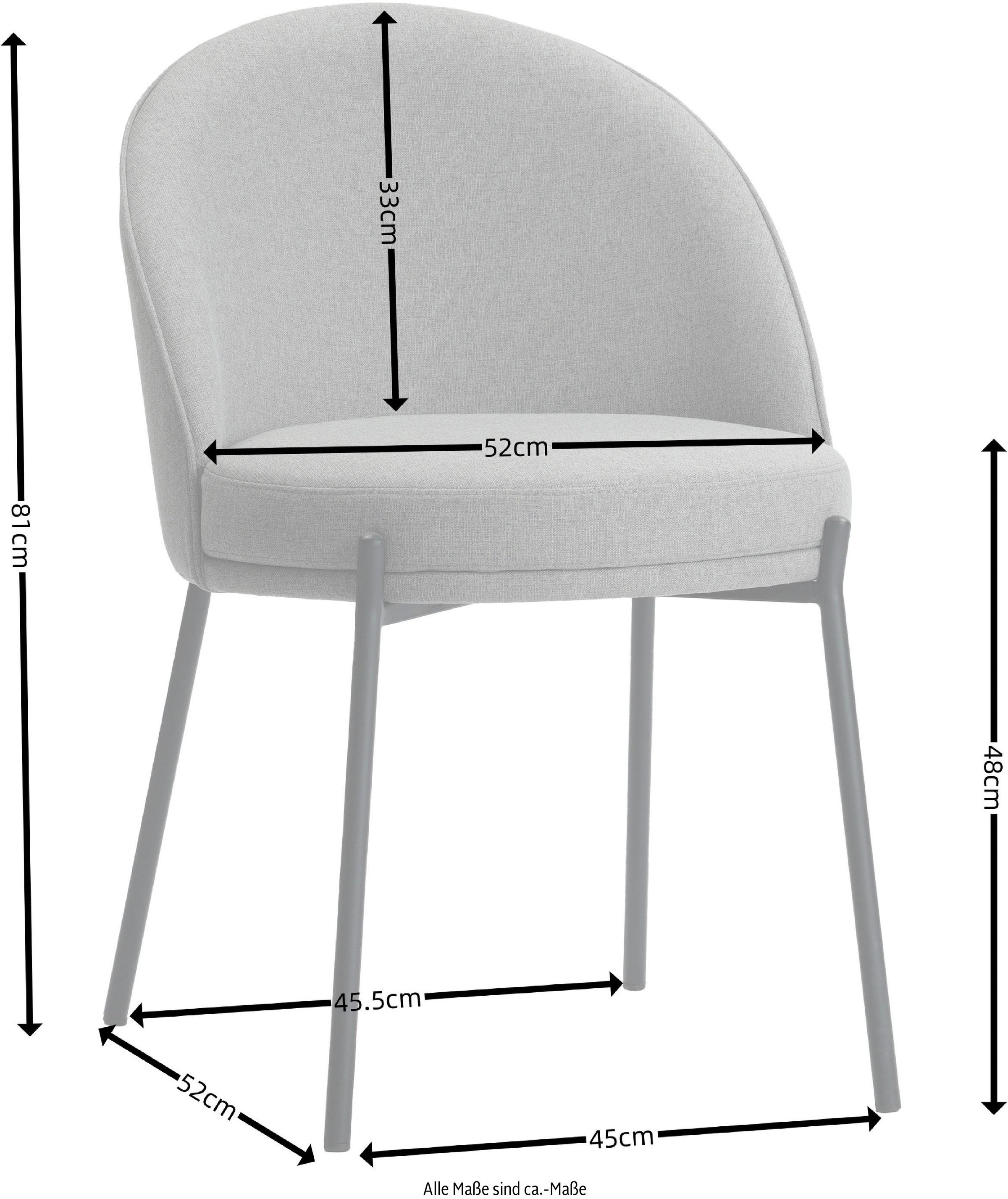 LeGer Home by Lena Gercke Esszimmerstuhl »Isalie«, (Set), 2 St., mit pflegeleichtem Webstoff, Metallgestell, Sitztiefe 47 cm