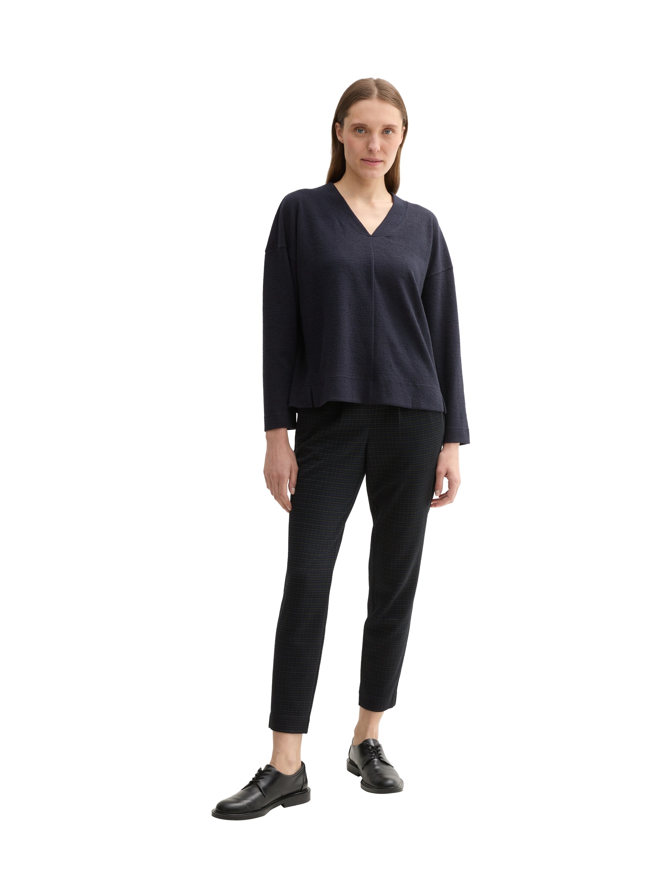 TOM TAILOR Sweatshirt, mit Struktur und V-Ausschnitt