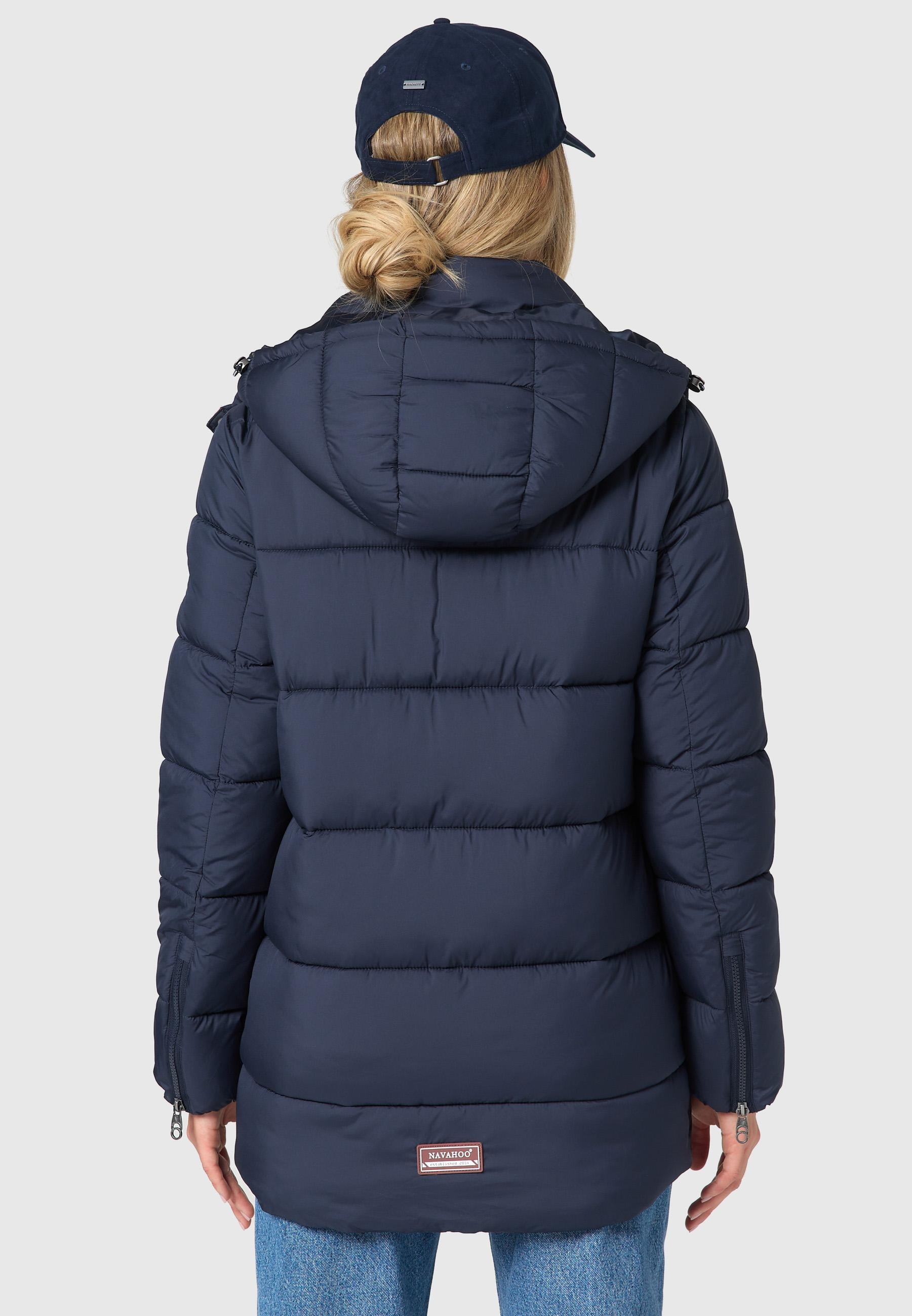 Navahoo Winterjacke »Wattewölkchen«, mit Kapuze, Modische Damen Steppjacke mit kontrastfarbenen Details